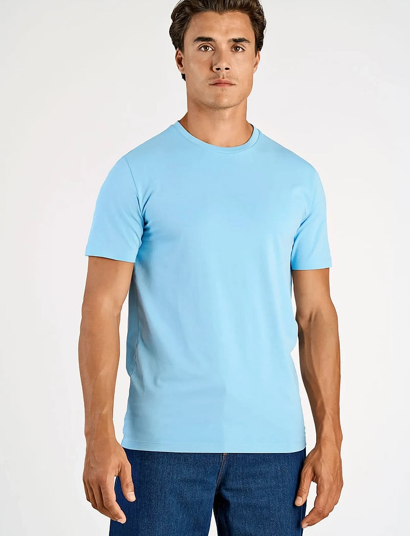 Lindbergh - Mens stretch crew neck tee s/s - short-sleeved t-shirts - surf blue - 3