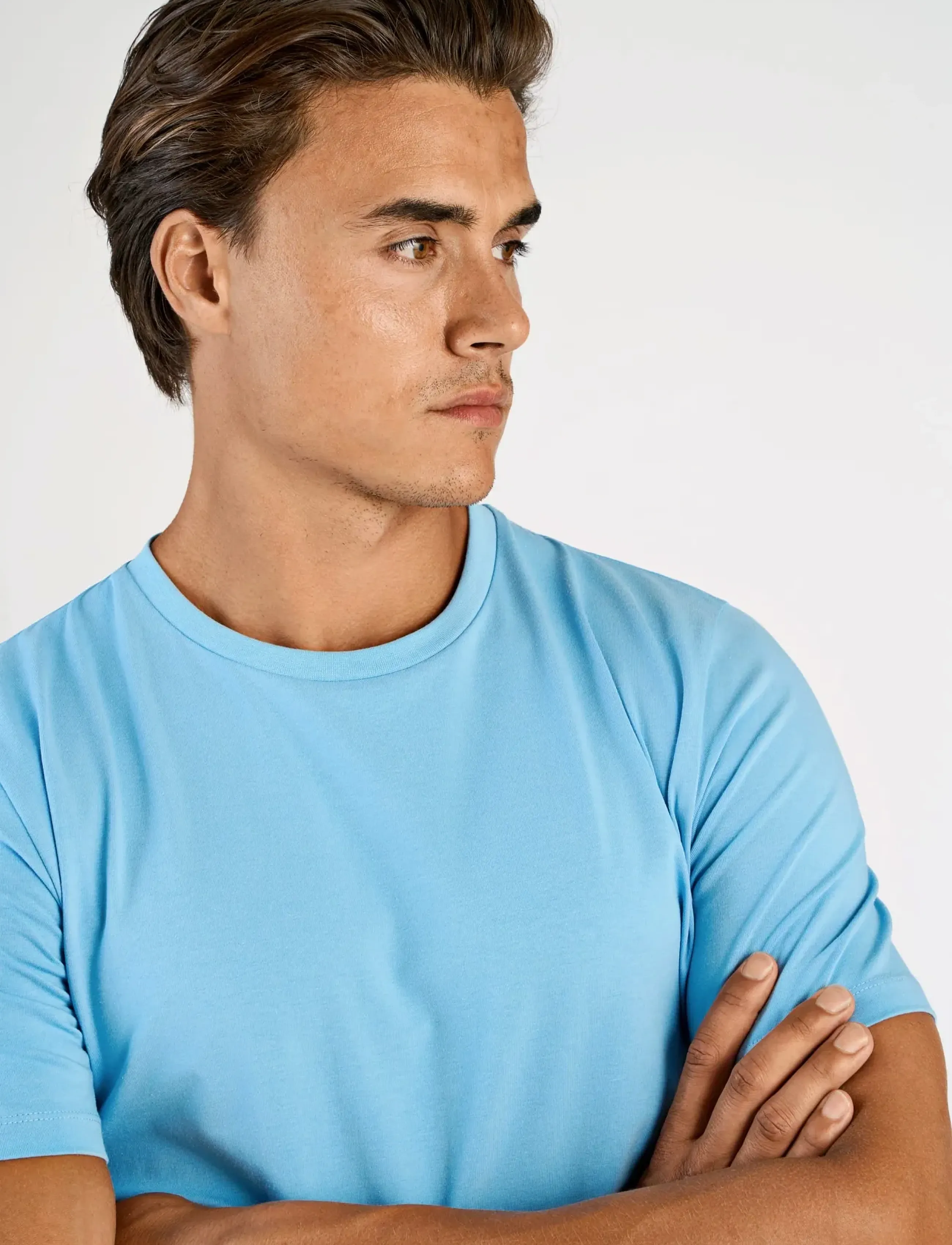 Lindbergh - Mens stretch crew neck tee s/s - short-sleeved t-shirts - surf blue - 5