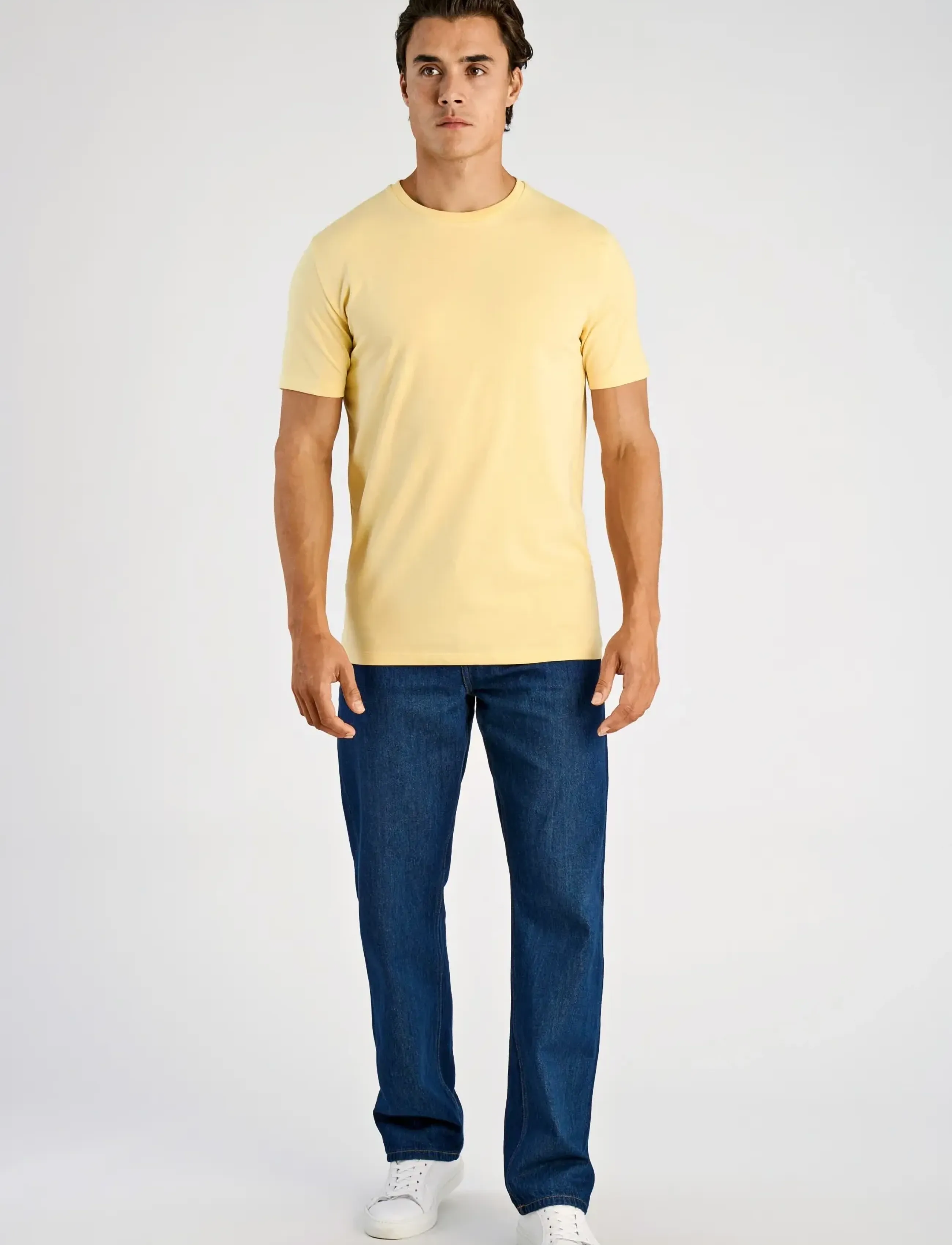 Lindbergh Mens stretch crew neck tee s/s - T-särgid - YELLOW BANANA / yellow