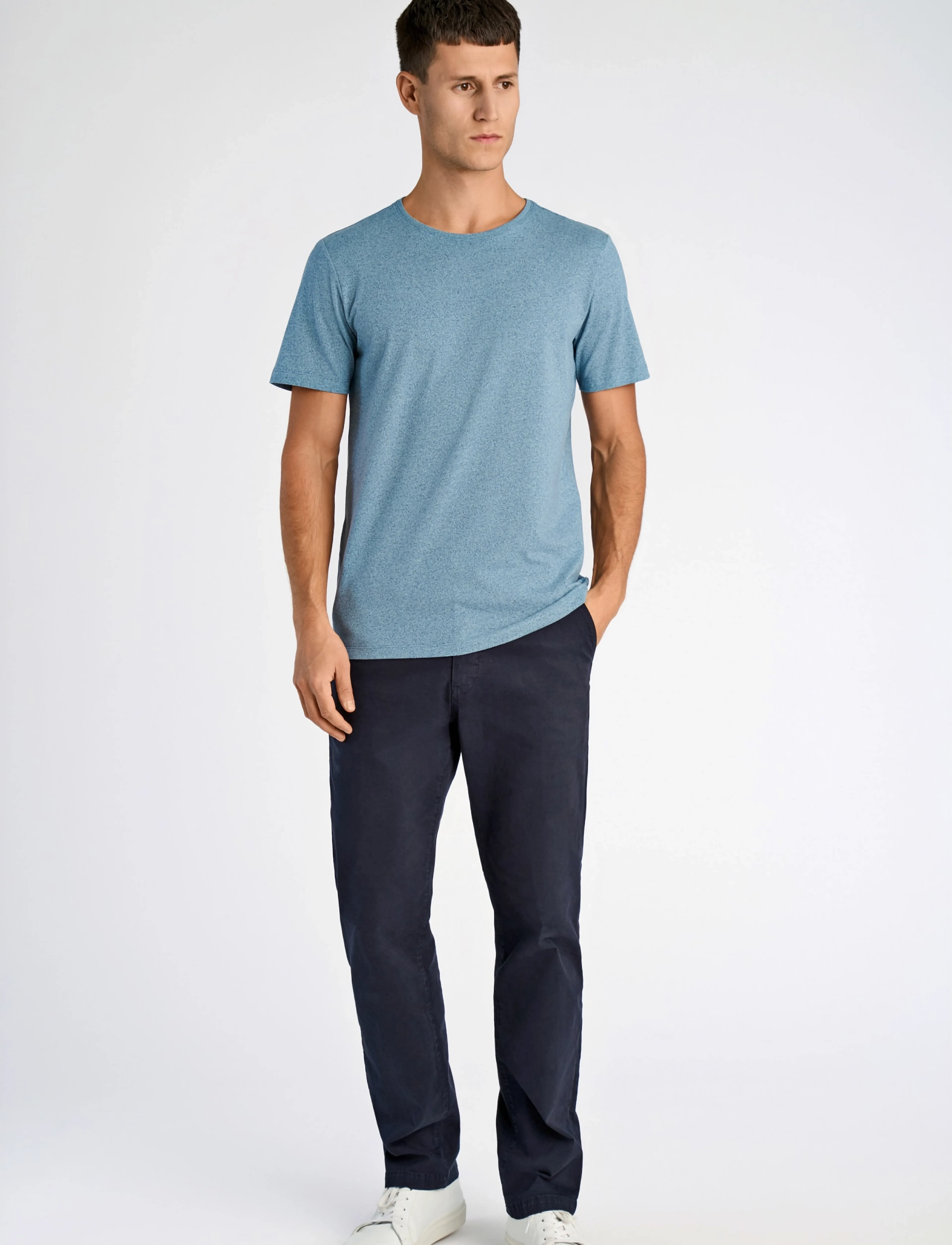Lindbergh Mouliné o-neck tee S/S - Lindbergh - BLUE SMOKE / blue