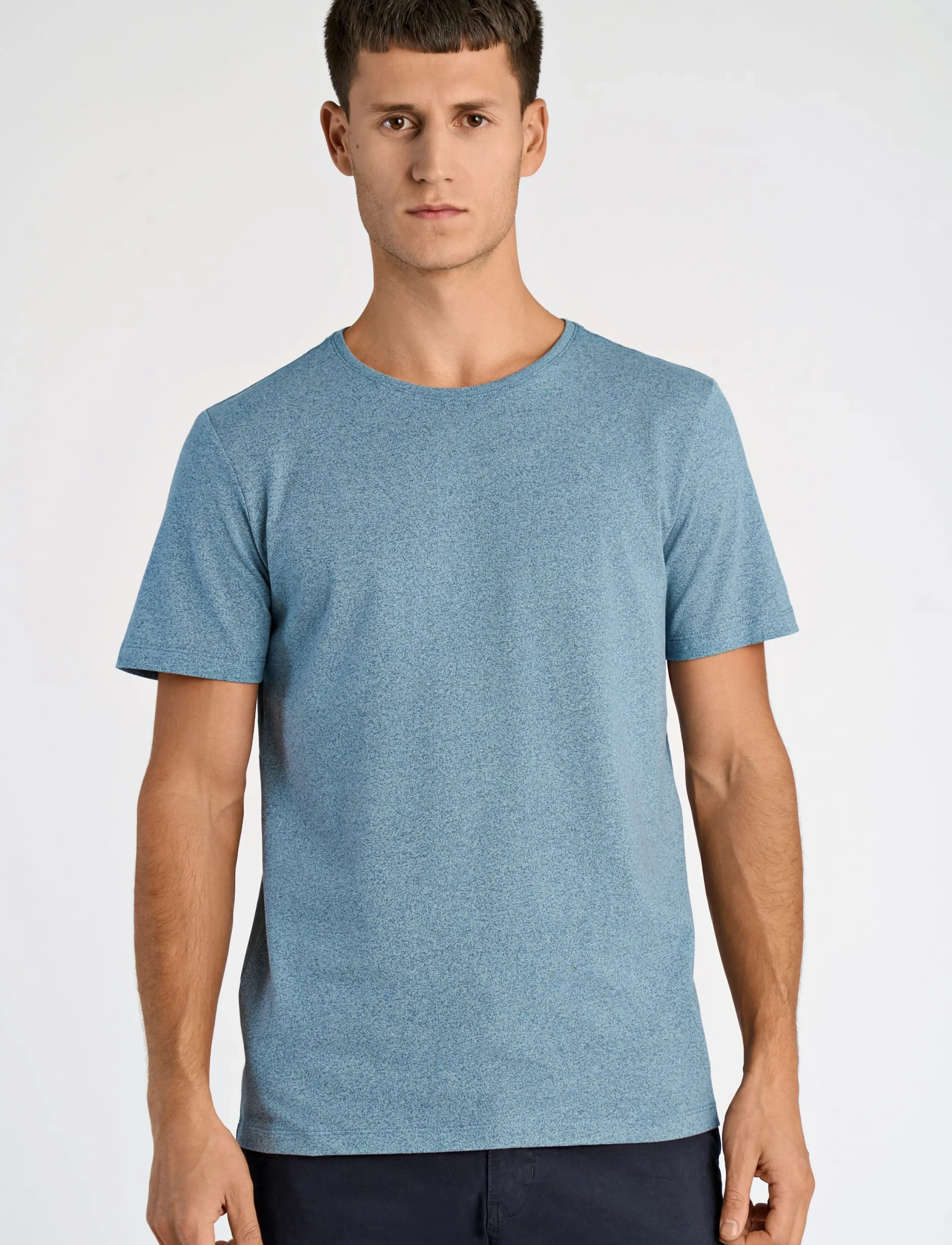 Lindbergh - Mouliné o-neck tee S/S - kortärmade t-shirts - blue smoke - 3
