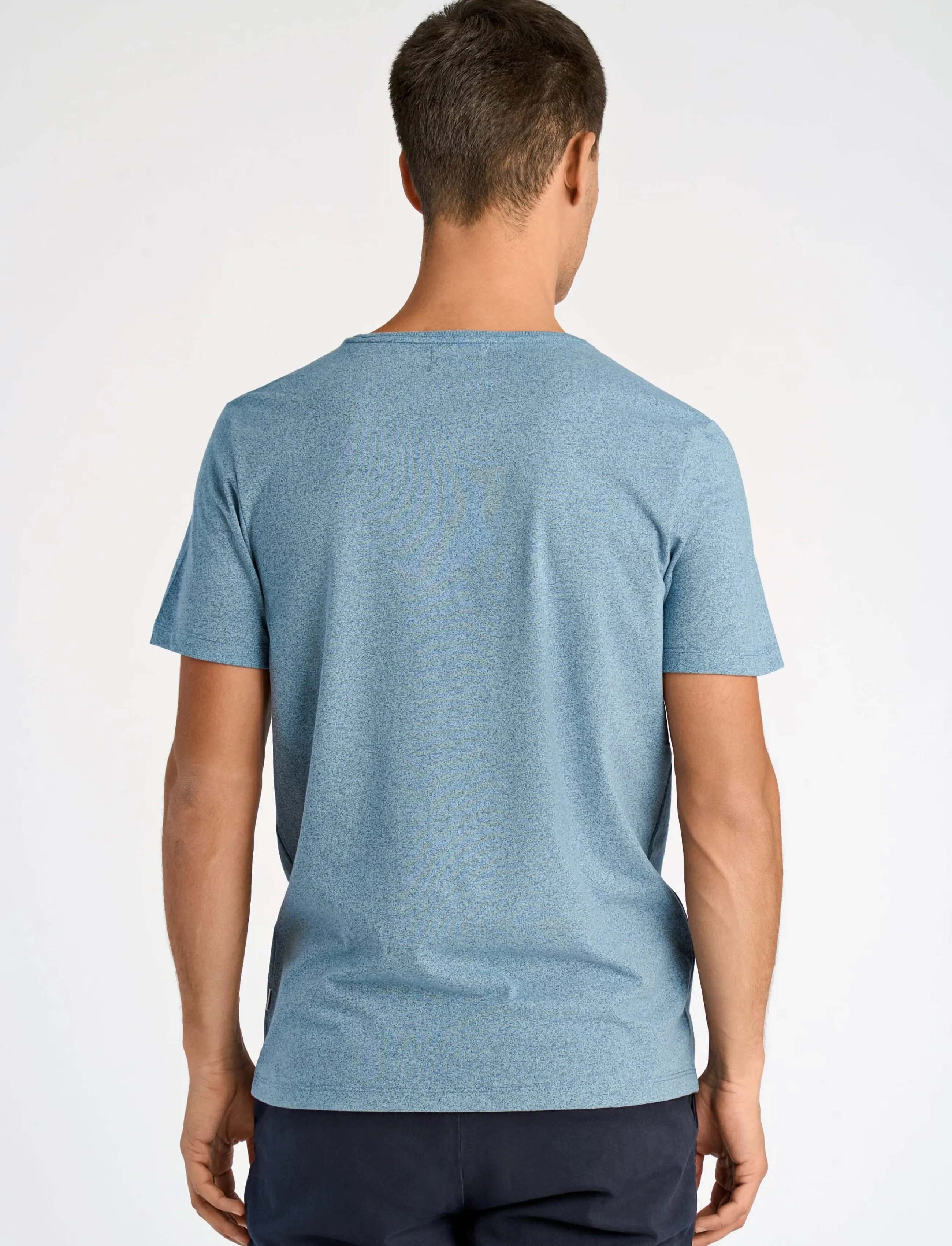 Lindbergh - Mouliné o-neck tee S/S - kortärmade t-shirts - blue smoke - 4