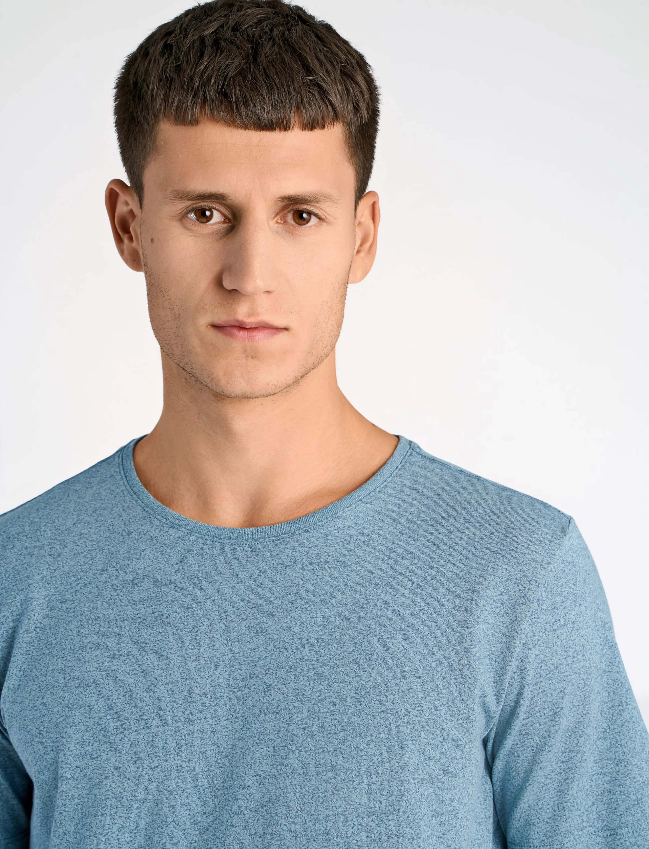 Lindbergh - Mouliné o-neck tee S/S - kortärmade t-shirts - blue smoke - 5