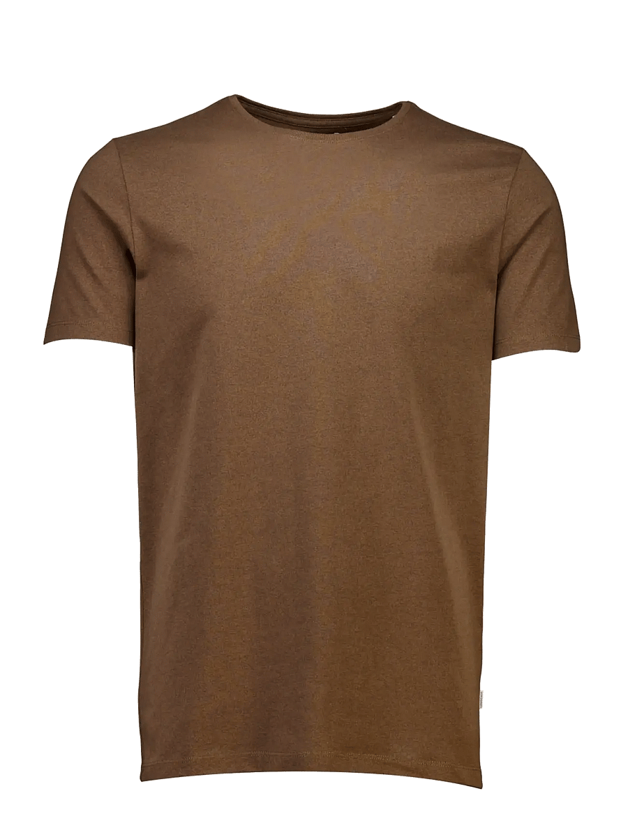 Lindbergh - Mouliné o-neck tee S/S - kurzärmelige t-shirts - brown bear - 1