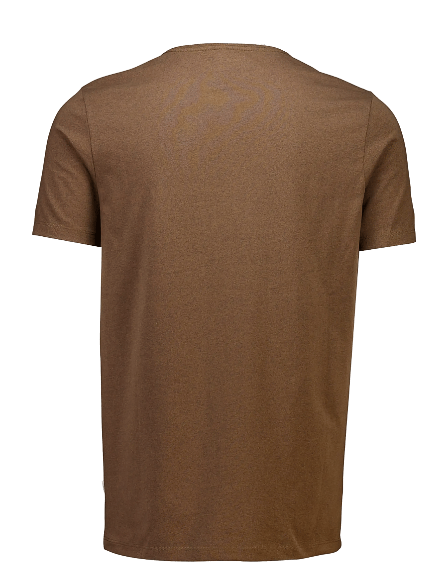 Lindbergh - Mouliné o-neck tee S/S - kurzärmelige t-shirts - brown bear - 2