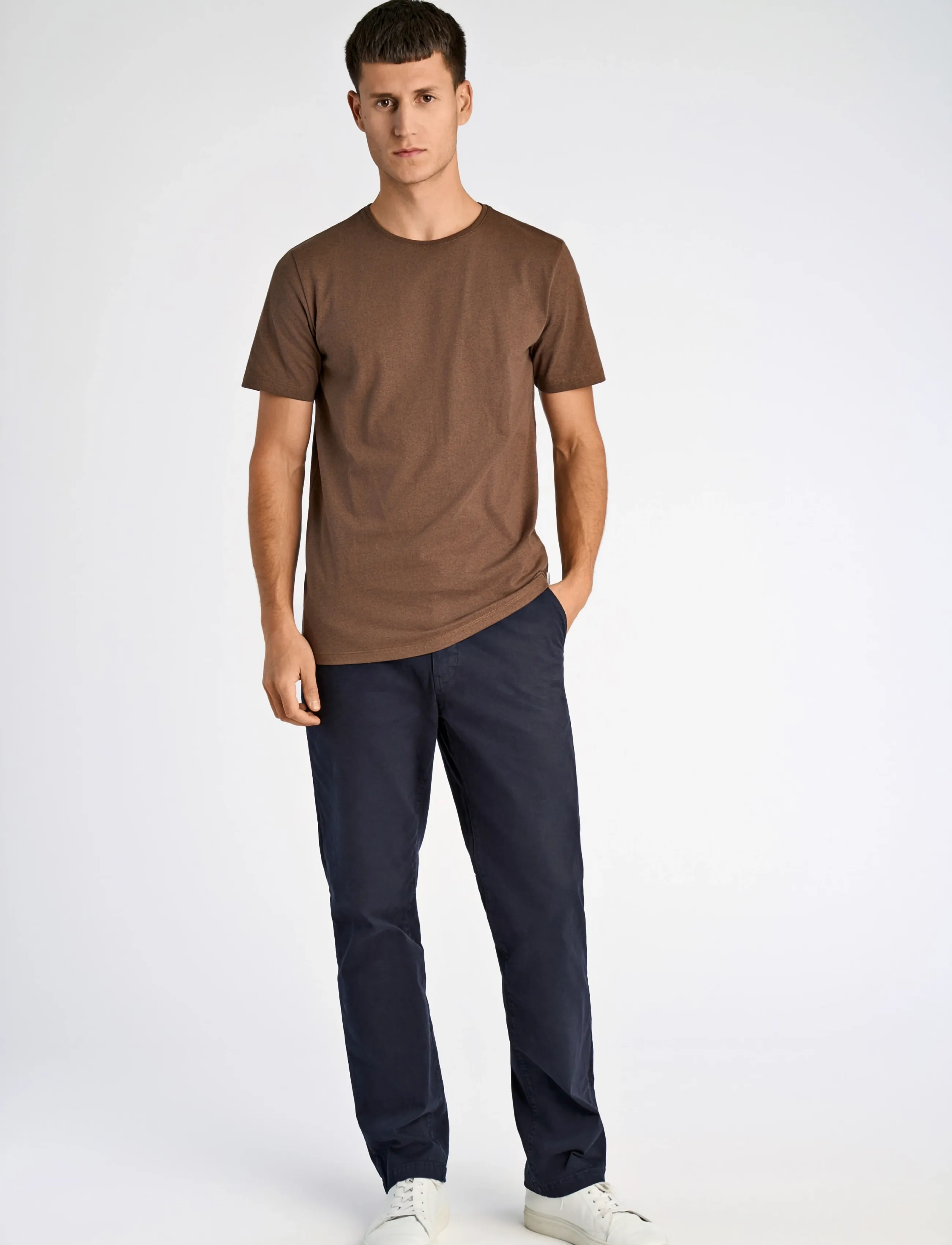 Lindbergh Mouliné o-neck tee S/S - Lindbergh - BROWN BEAR / brown