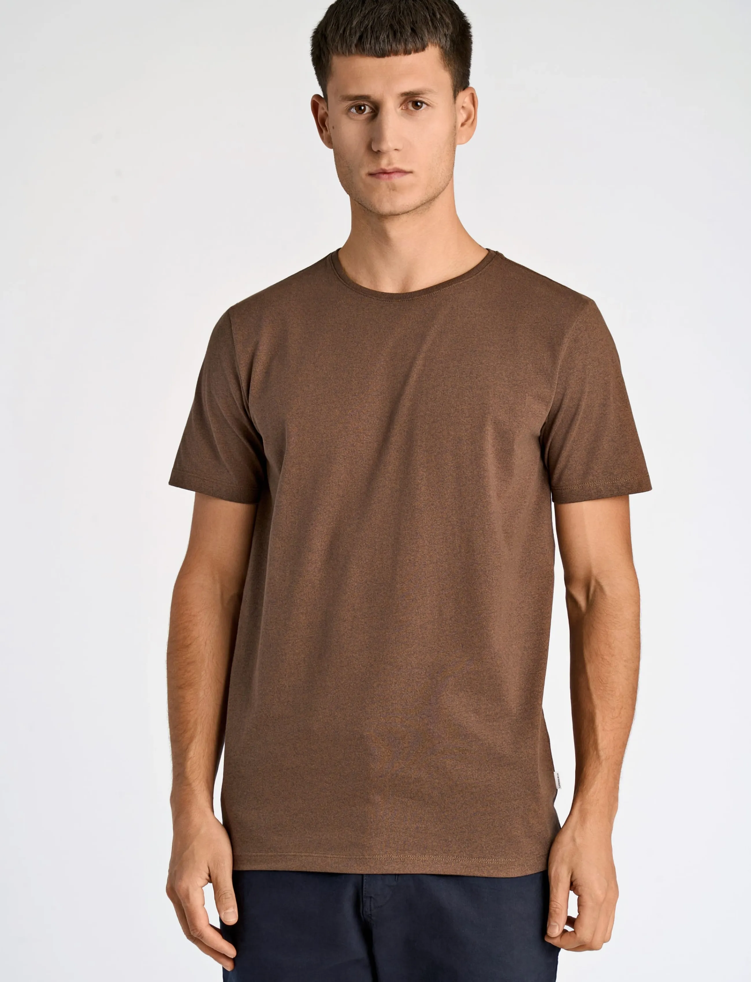 Lindbergh - Mouliné o-neck tee S/S - kortärmade t-shirts - brown bear - 3