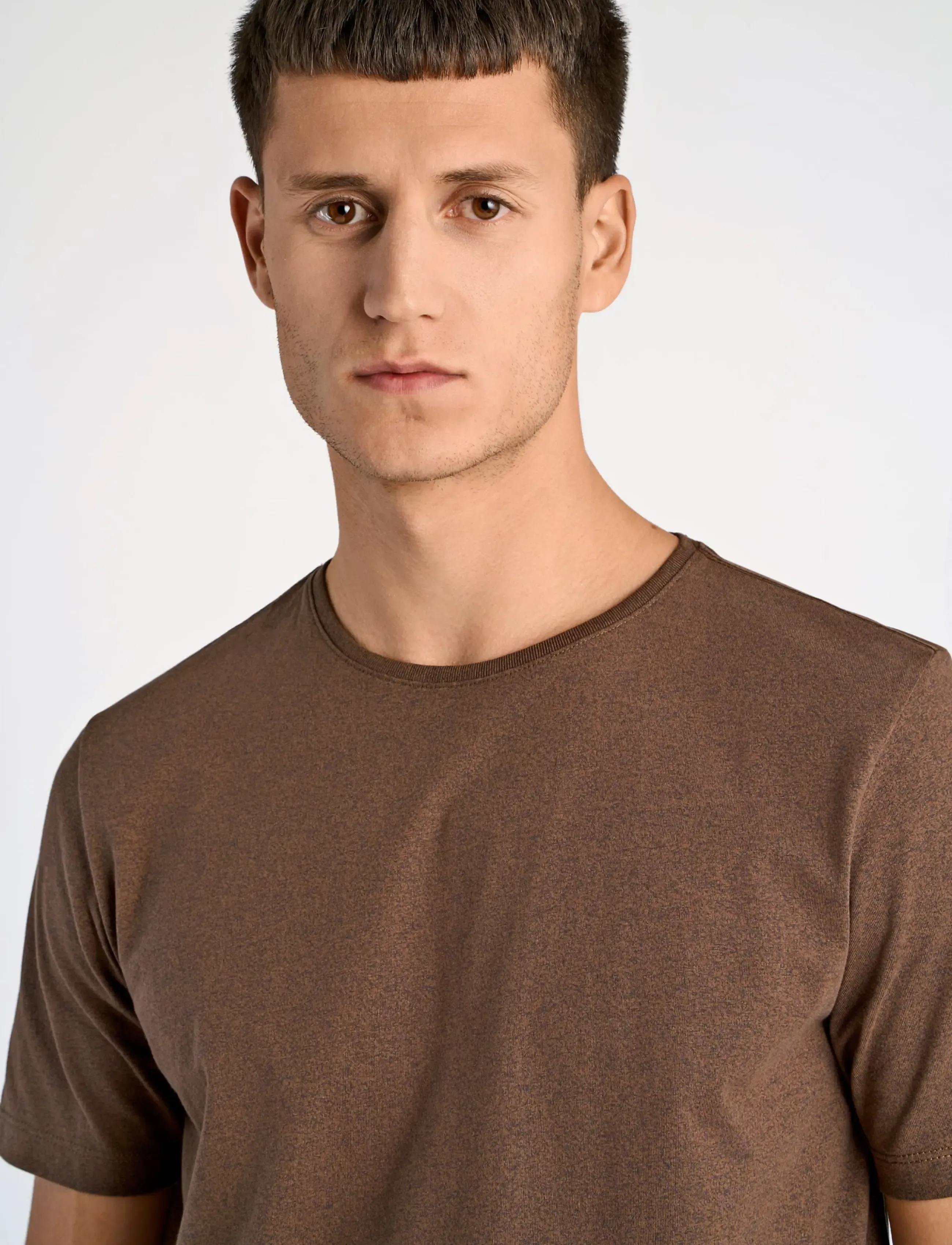 Lindbergh - Mouliné o-neck tee S/S - kortärmade t-shirts - brown bear - 5