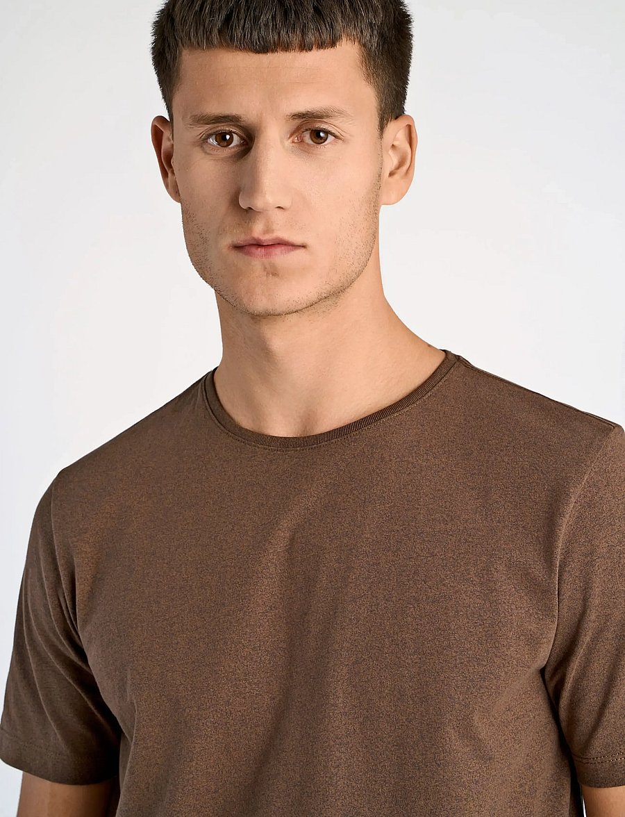 Lindbergh - Mouliné o-neck tee S/S - kurzärmelige t-shirts - brown bear - 5