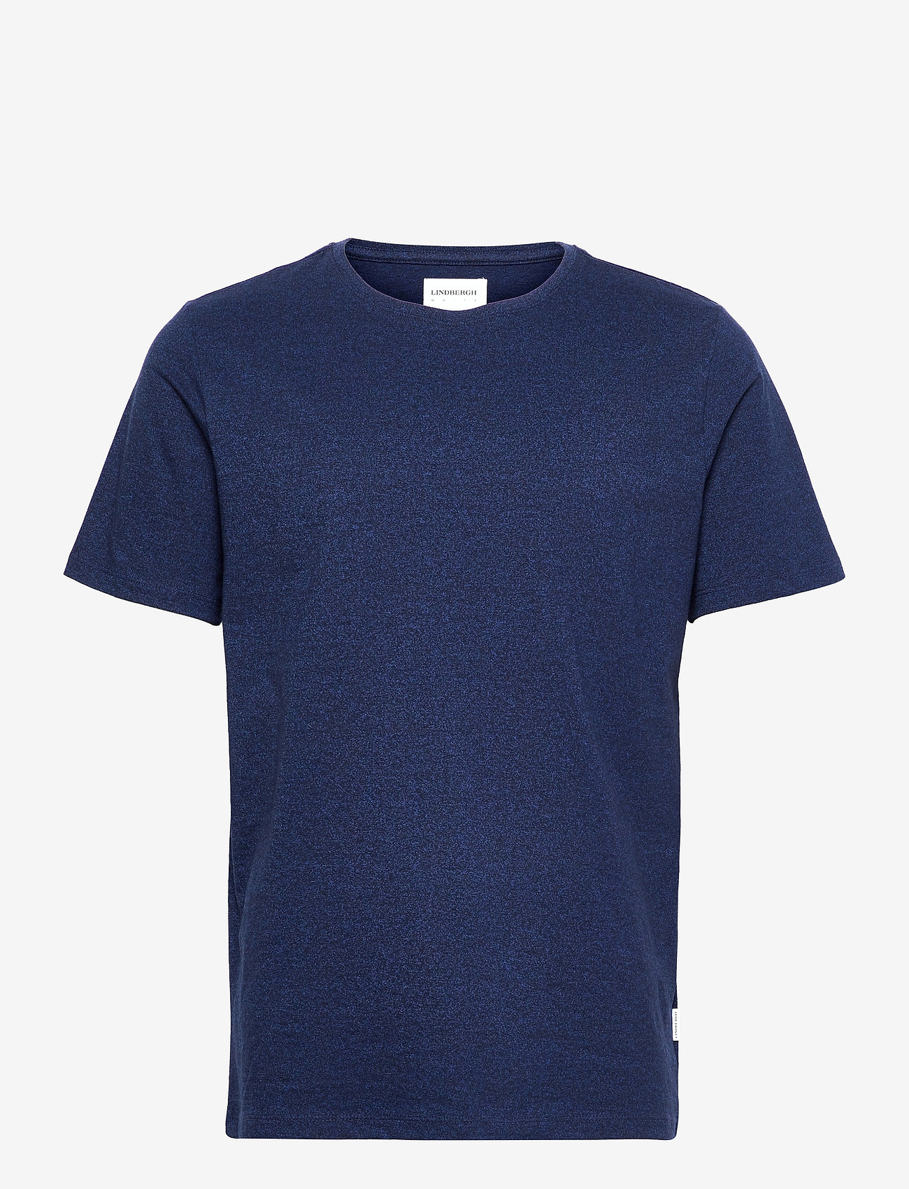Lindbergh Mouliné o-neck tee S/S - Clothing - DEEP NAVY MIX / blue