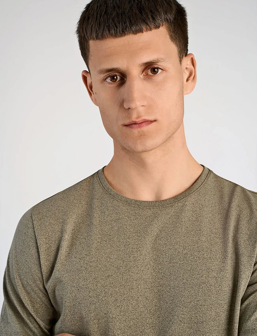Lindbergh - Mouliné o-neck tee S/S - lühikeste varrukatega t-särgid - dk olive - 5