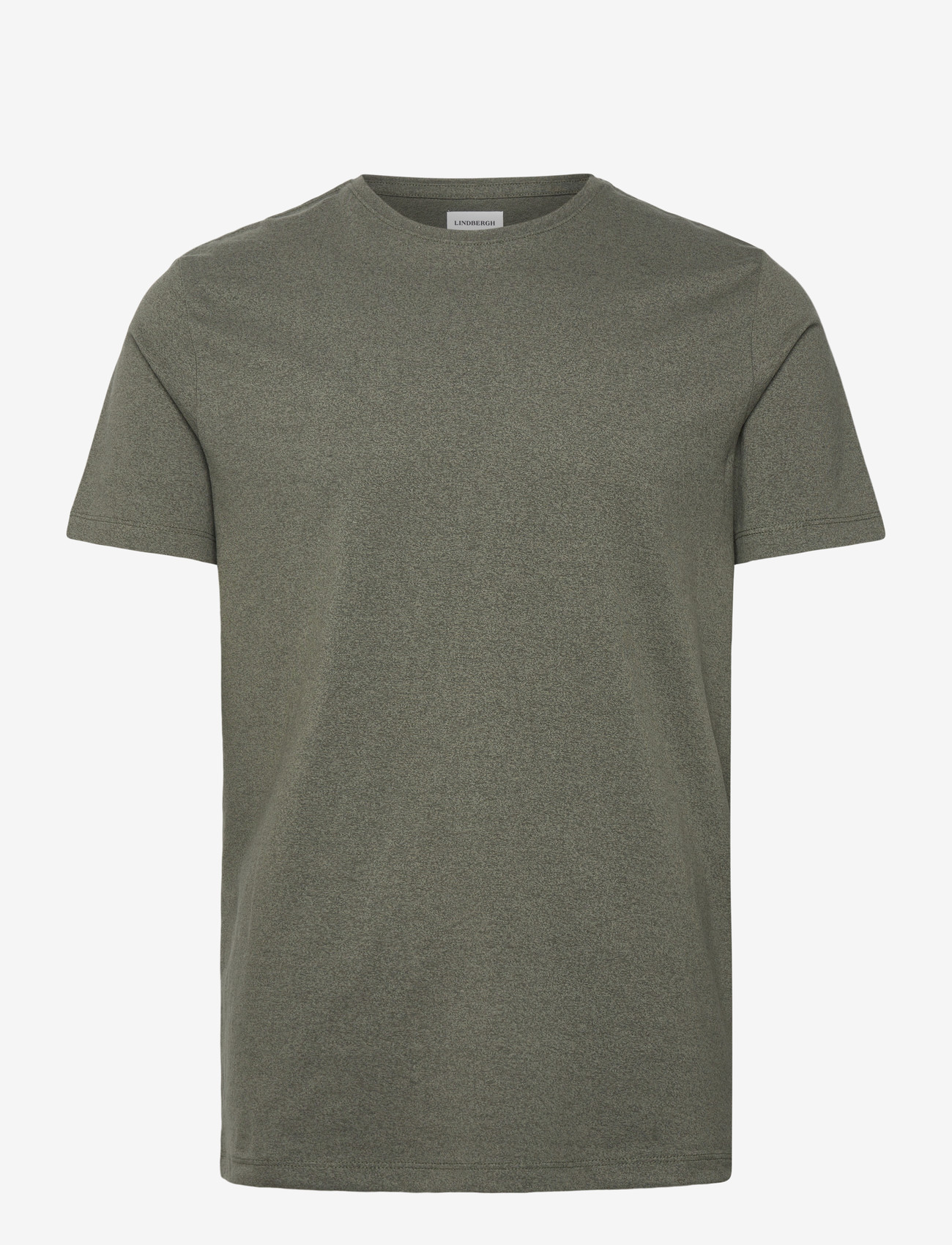 Lindbergh Mouliné o-neck tee S/S - Kleidung - DK OLIVE MIX / khaki/green