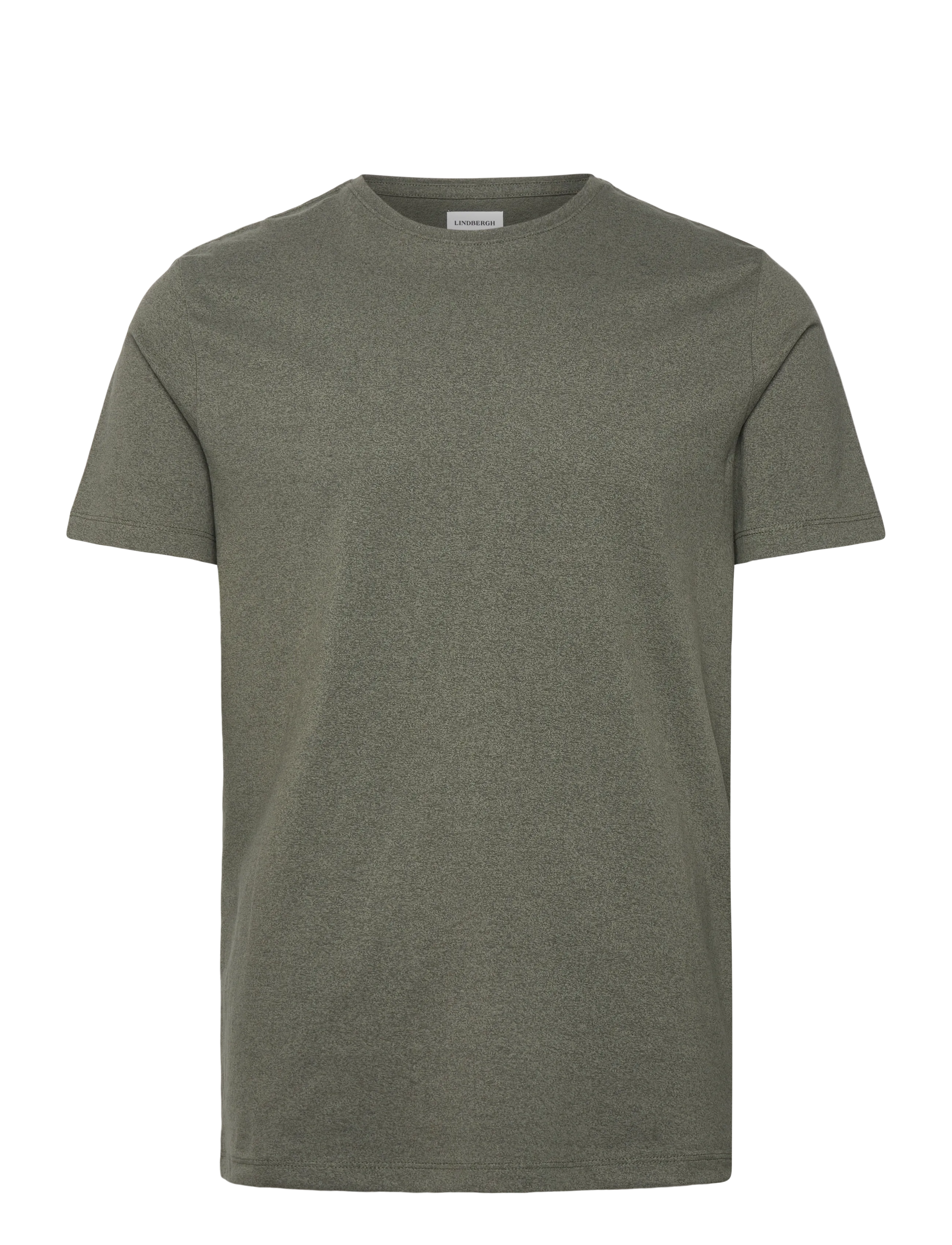 Lindbergh Mouliné o-neck tee S/S - Farben der Saison - DK OLIVE MIX / khaki/green