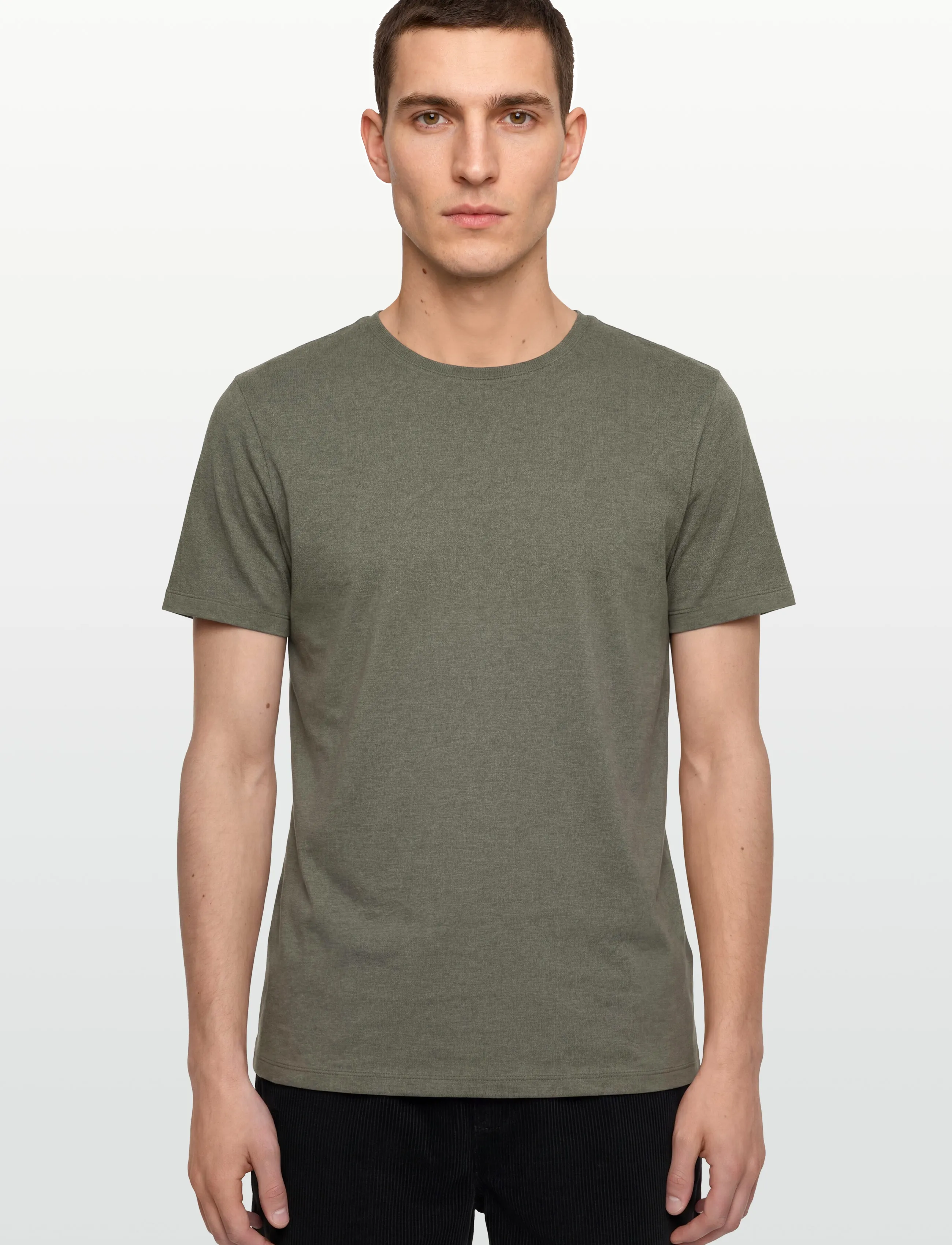 Lindbergh - Mouliné o-neck tee S/S - laveste priser - dk olive mix - 3