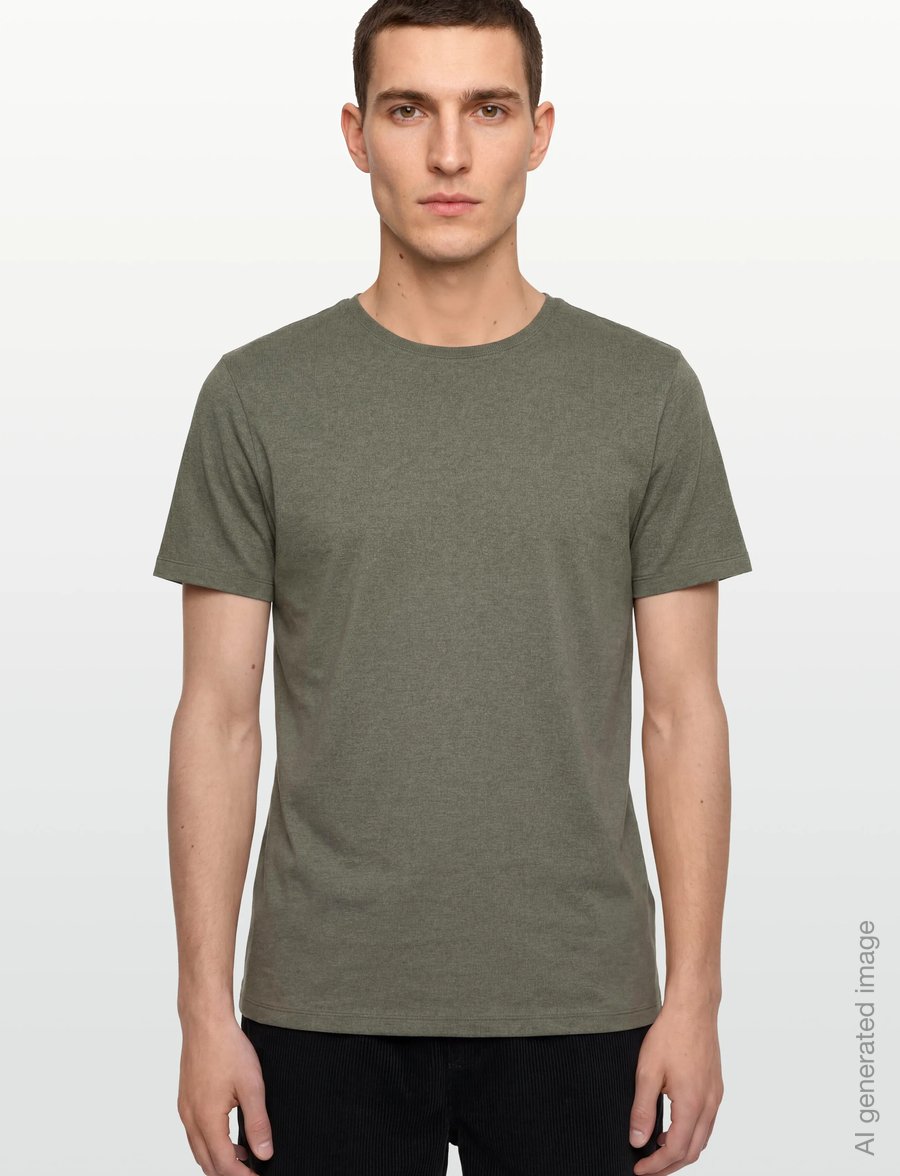 Lindbergh - Mouliné o-neck tee S/S - lühikeste varrukatega t-särgid - dk olive mix - 3