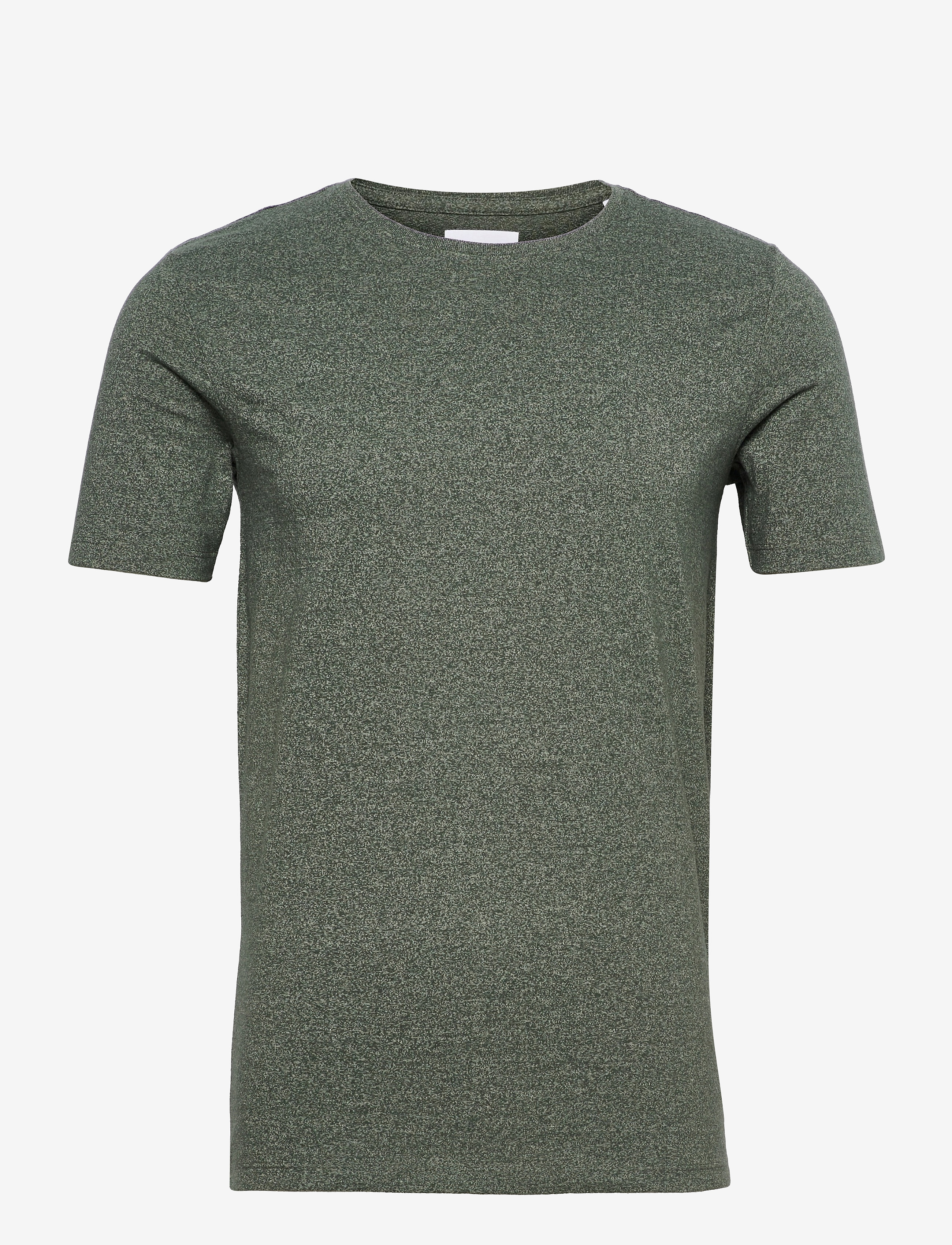 Lindbergh Mouliné o-neck tee S/S - T-Shirts - DUSTY ARMY MIX / green