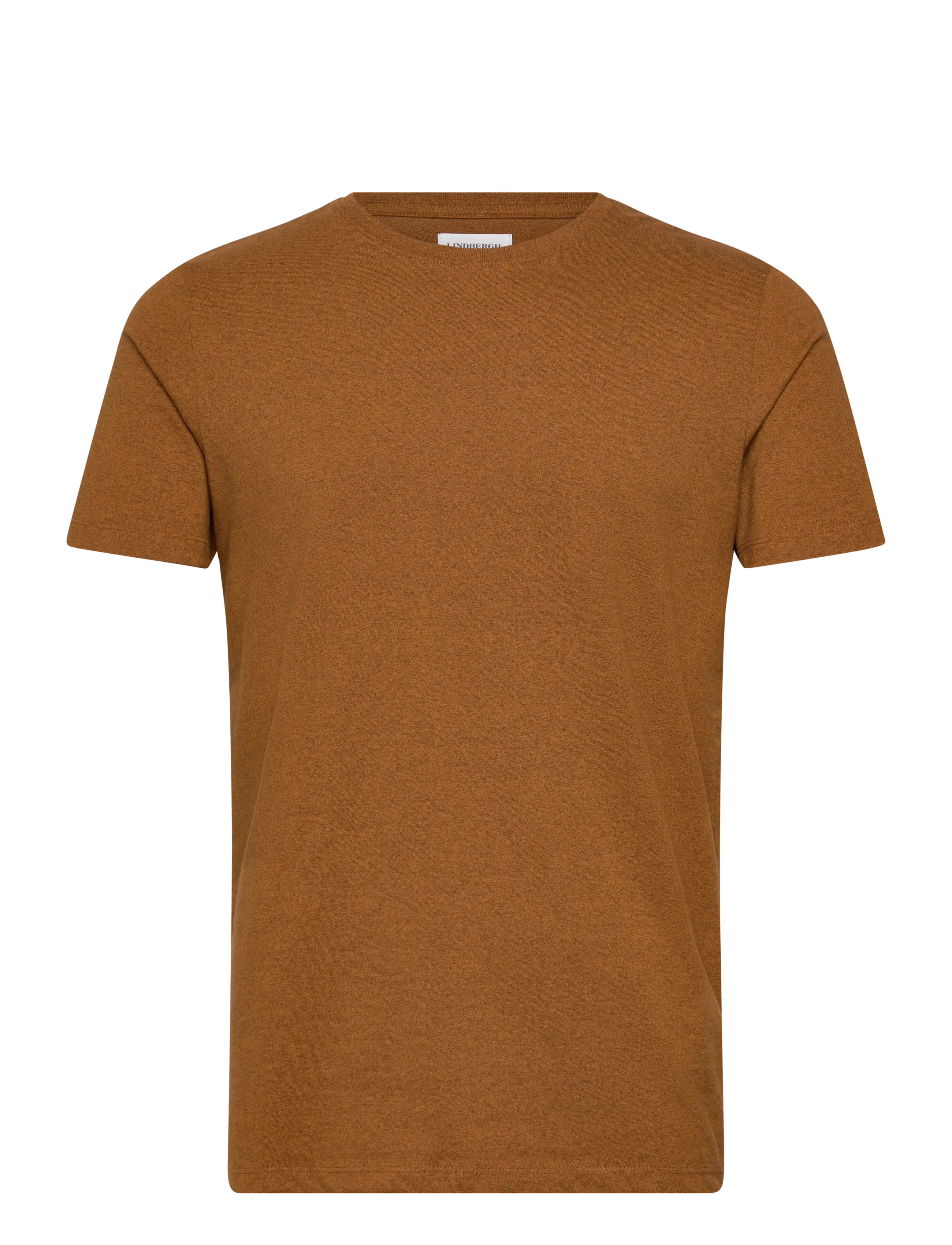 Lindbergh Mouliné o-neck tee S/S - T-Shirts - GOLDEN BROWN / brown