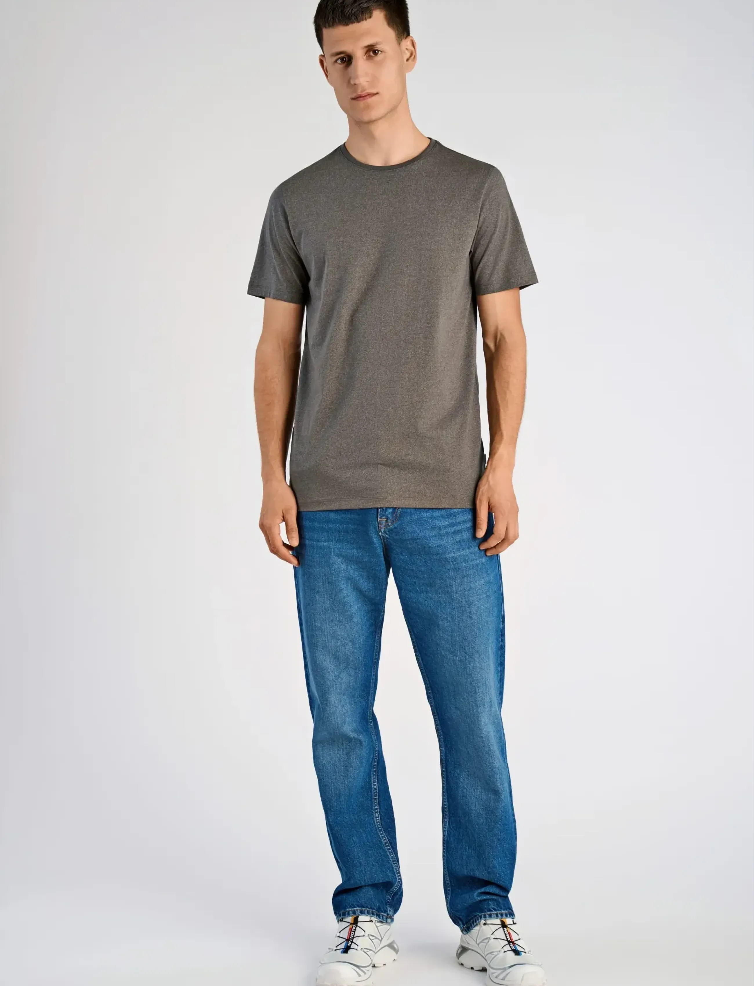 Lindbergh Mouliné o-neck tee S/S - T-särgid - GREY STONE / grey