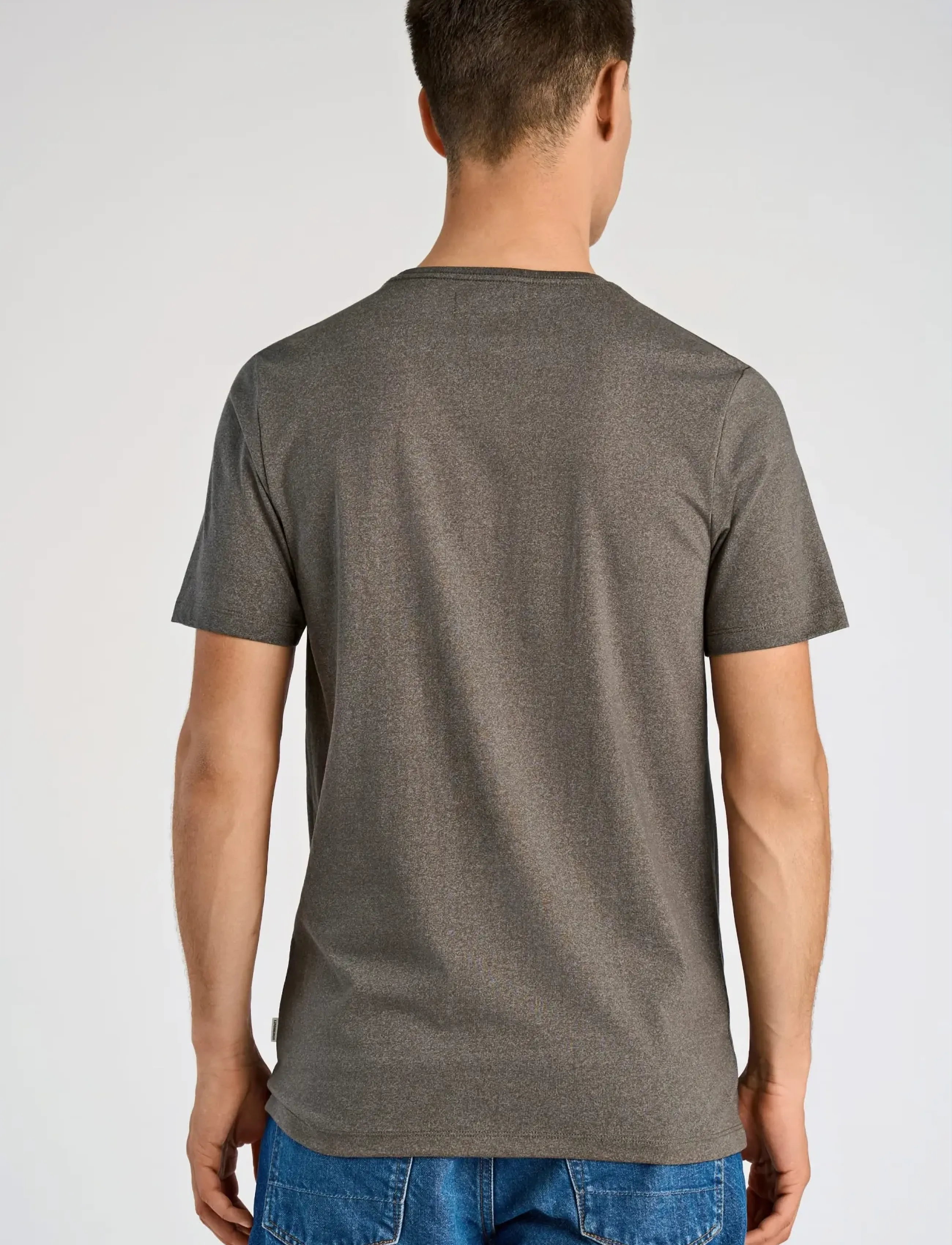 Lindbergh - Mouliné o-neck tee S/S - short-sleeved t-shirts - grey stone - 4