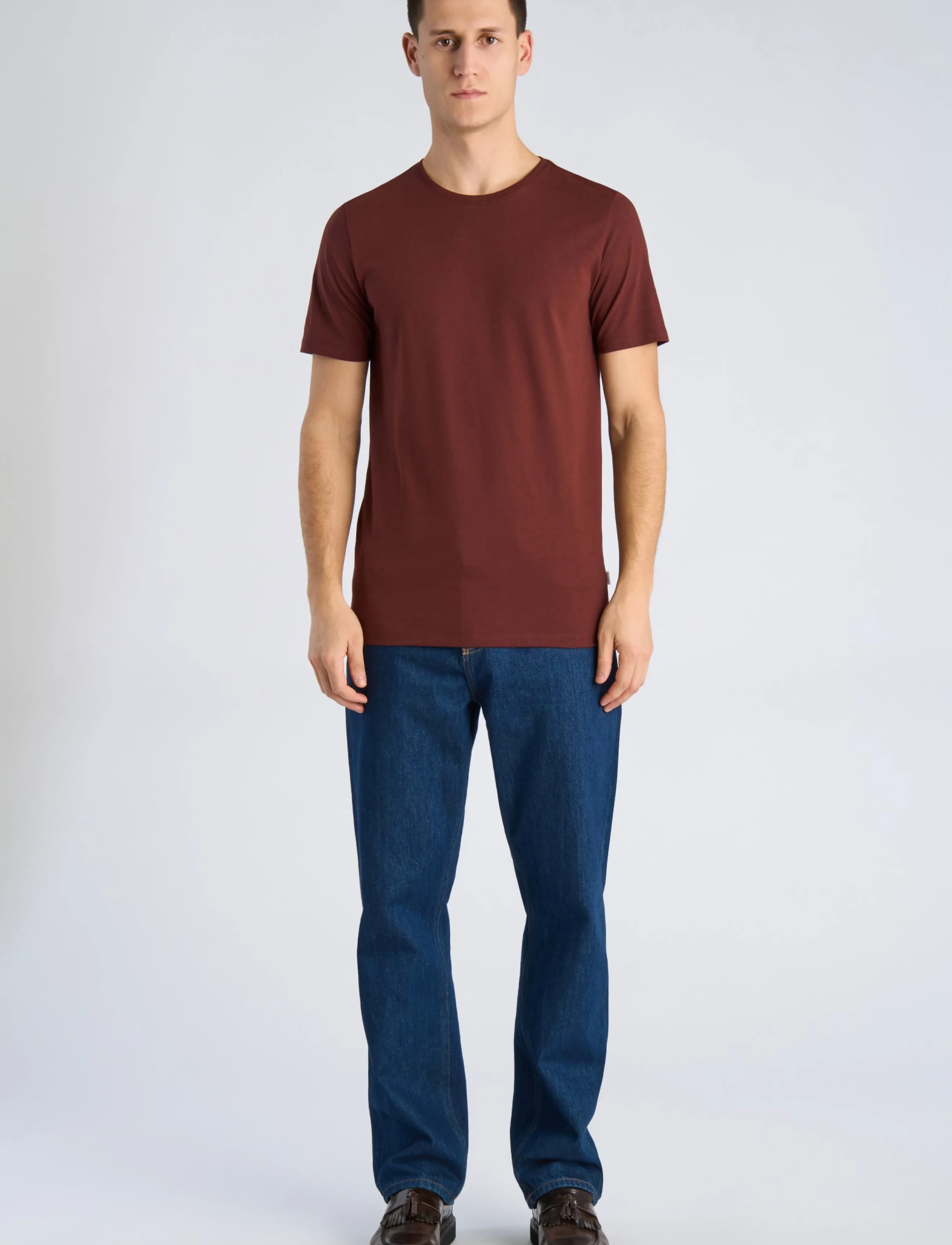 Lindbergh Mouliné o-neck tee S/S - Lindbergh - RED ROSE MIX / burgundy
