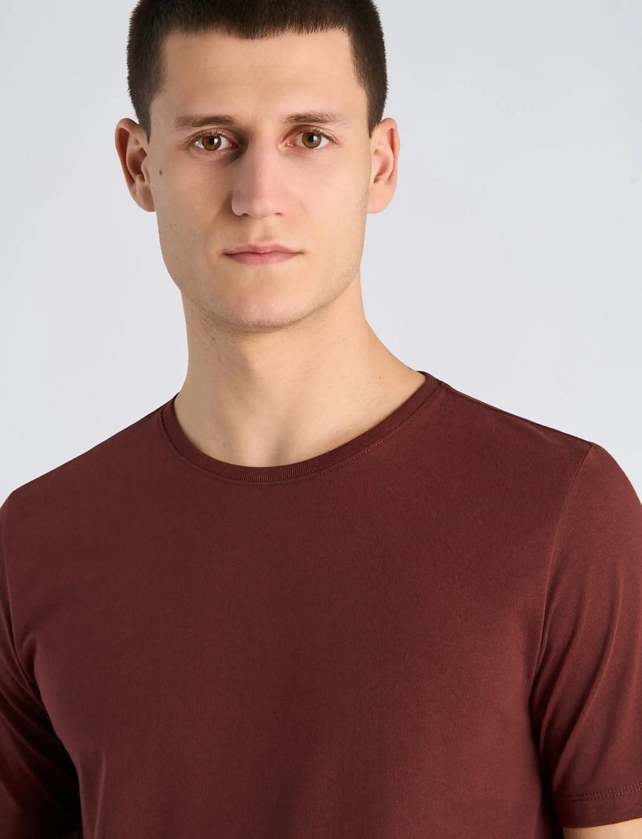 Lindbergh - Mouliné o-neck tee S/S - kurzärmelige t-shirts - red rose mix - 5
