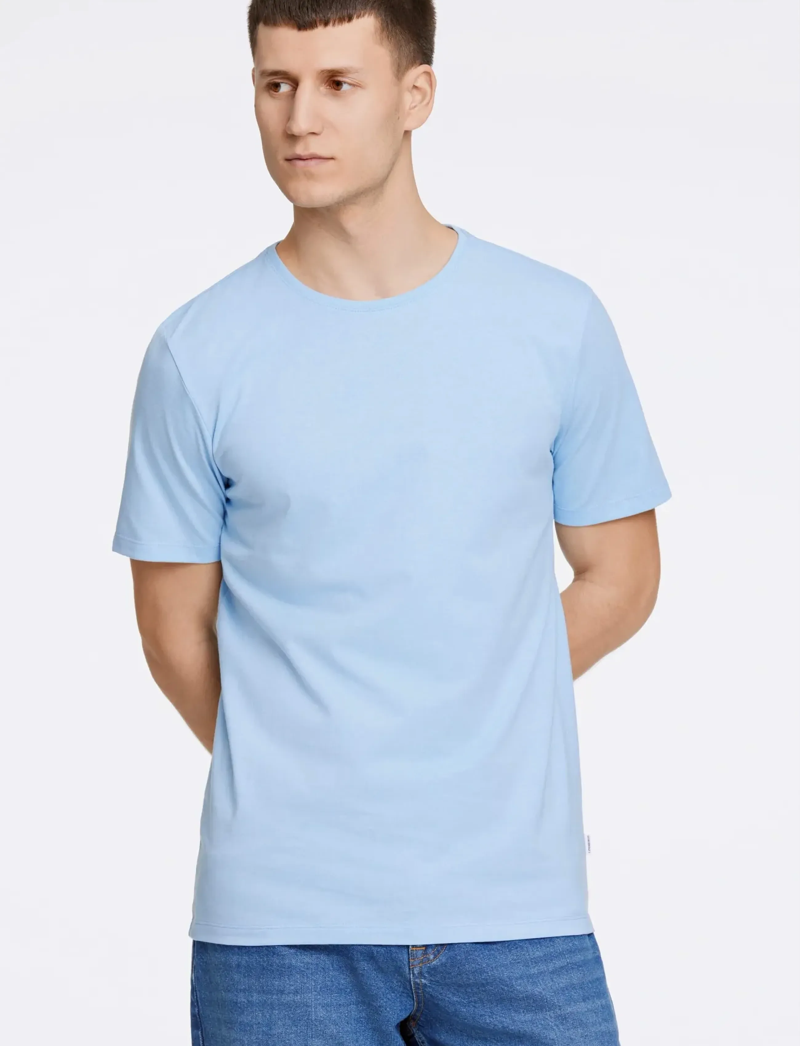 Lindbergh - Mouliné o-neck tee S/S - kortärmade t-shirts - sky blue mix - 3