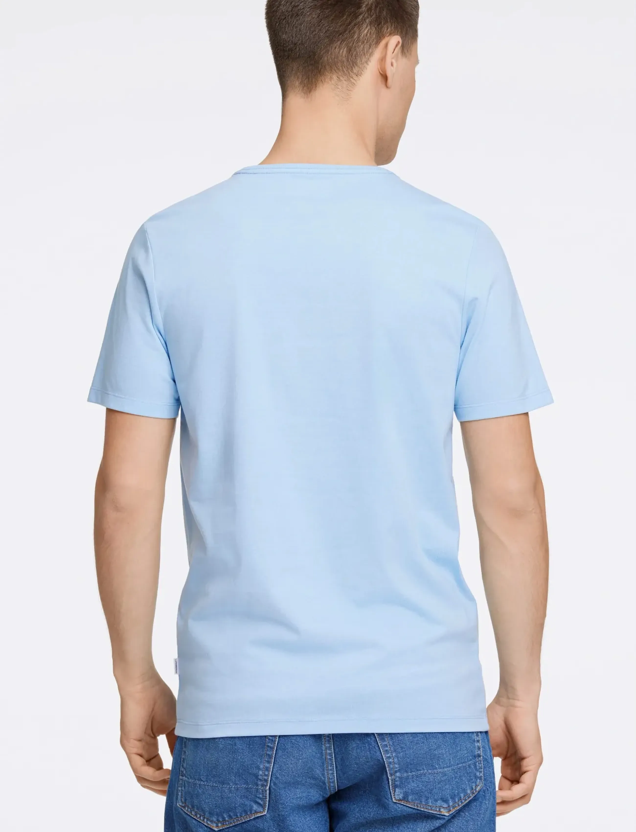 Lindbergh - Mouliné o-neck tee S/S - kortärmade t-shirts - sky blue mix - 4