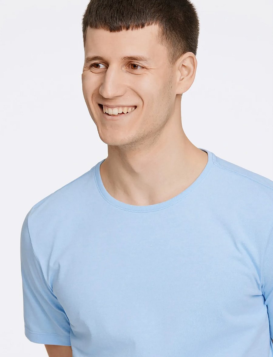 Lindbergh - Mouliné o-neck tee S/S - kortermede t-skjorter - sky blue mix - 5