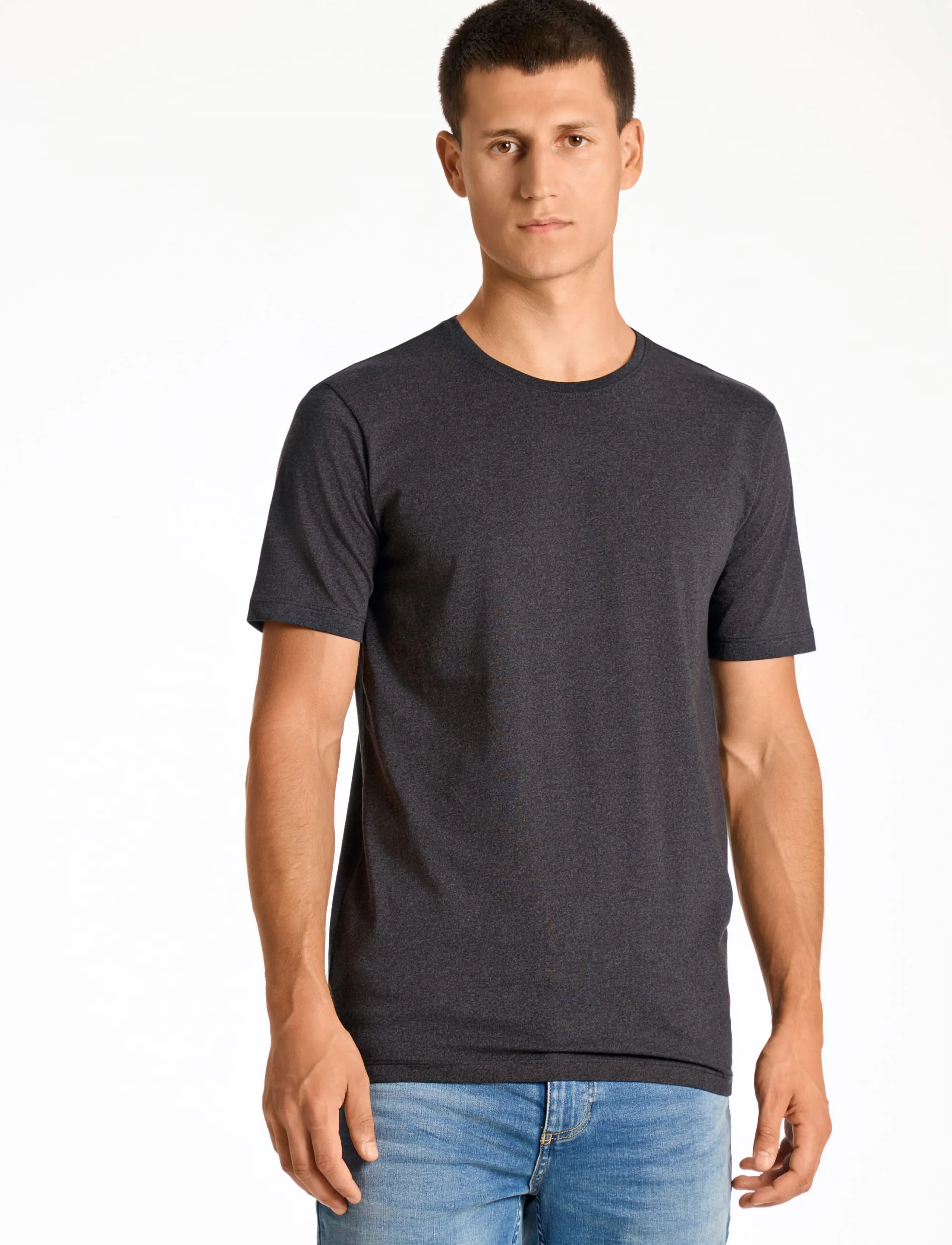 Lindbergh - Mouliné o-neck tee S/S - kortärmade t-shirts - space black mix - 3