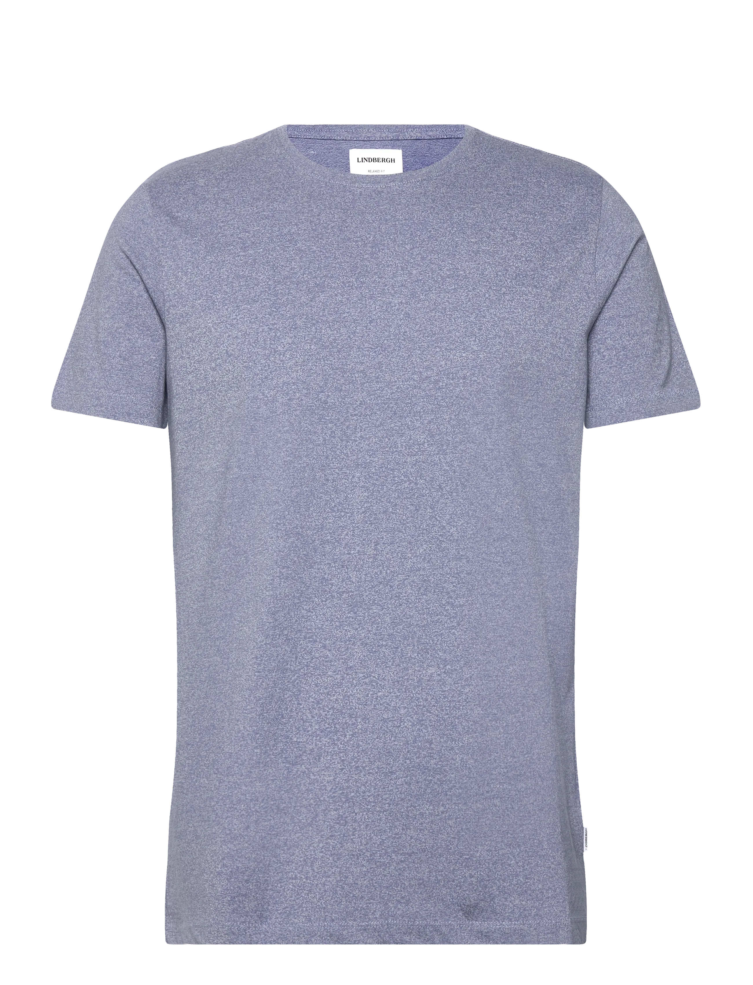 Lindbergh Mouliné o-neck tee S/S - T-shirts - STEEL BLUE MIX / blue