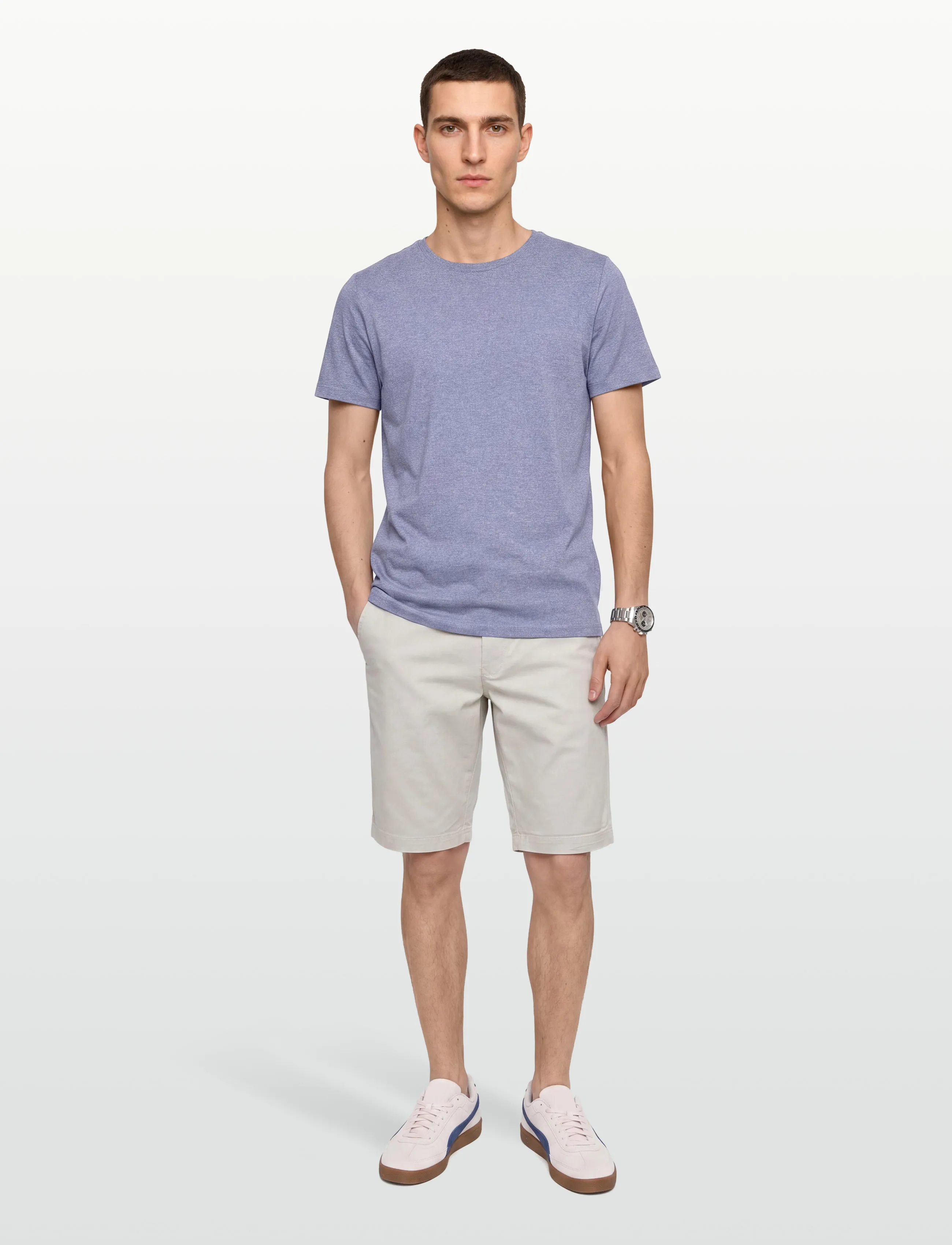 Lindbergh Mouliné o-neck tee S/S - Lindbergh - STEEL BLUE MIX / blue