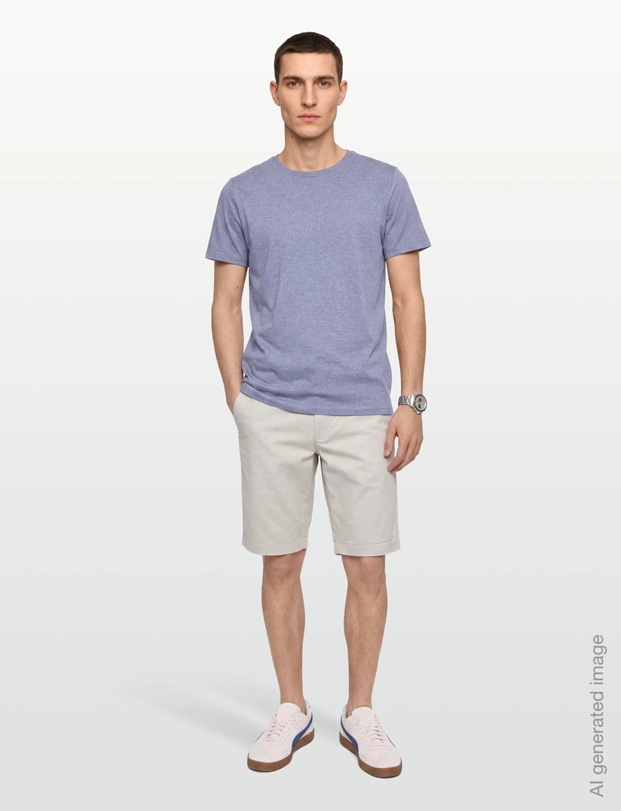 Lindbergh - Mouliné o-neck tee S/S - kortärmade t-shirts - steel blue mix - 0