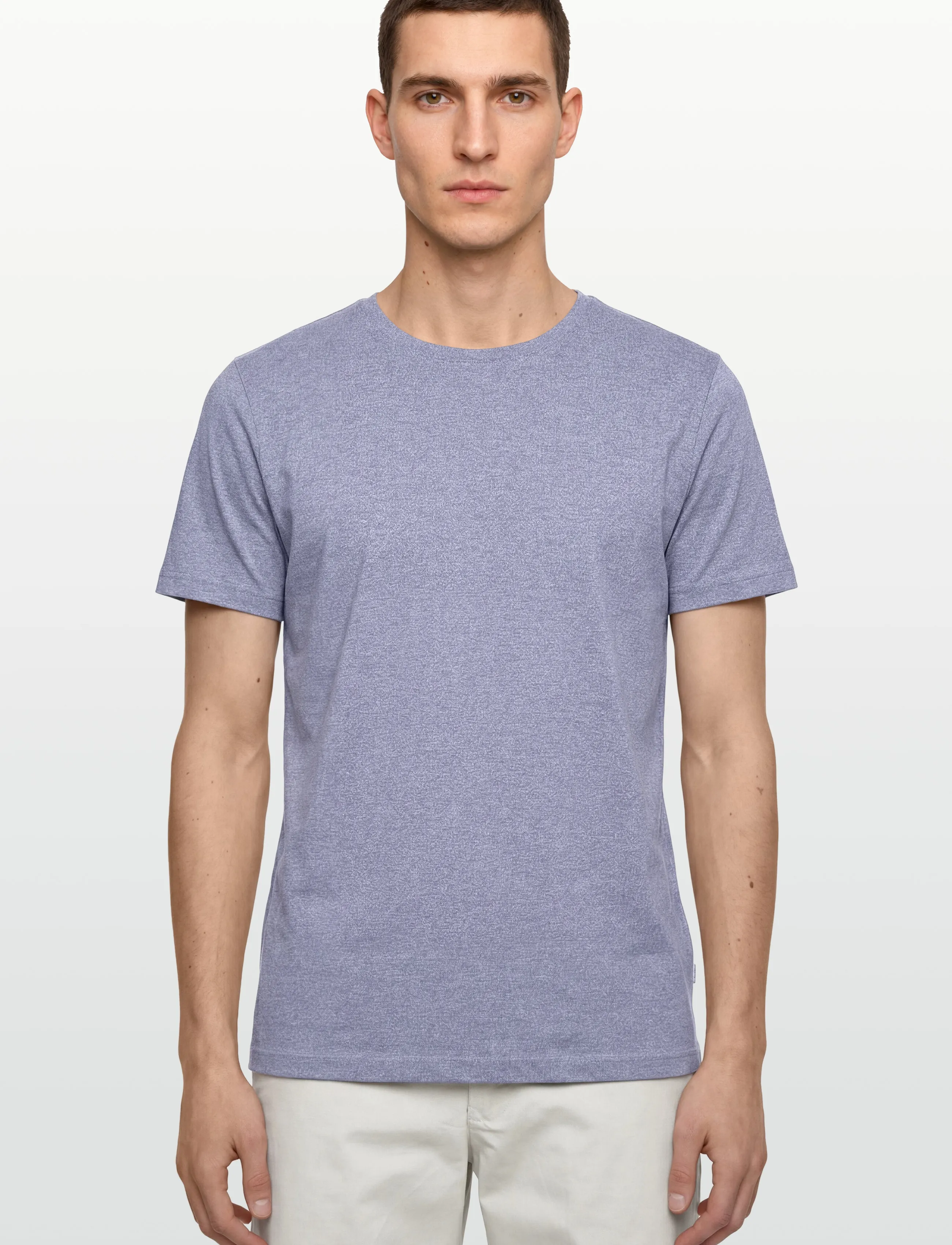 Lindbergh - Mouliné o-neck tee S/S - lowest prices - steel blue mix - 3