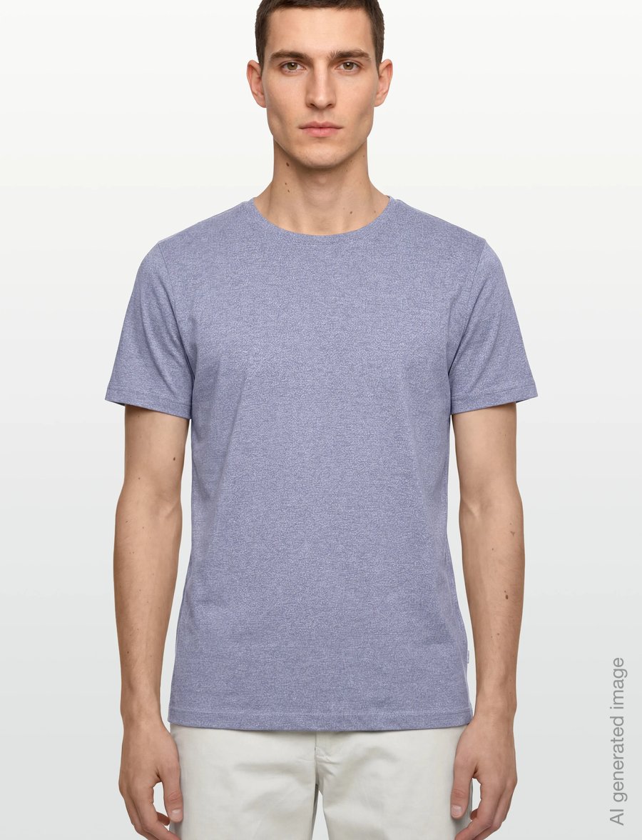 Lindbergh - Mouliné o-neck tee S/S - kortärmade t-shirts - steel blue mix - 3