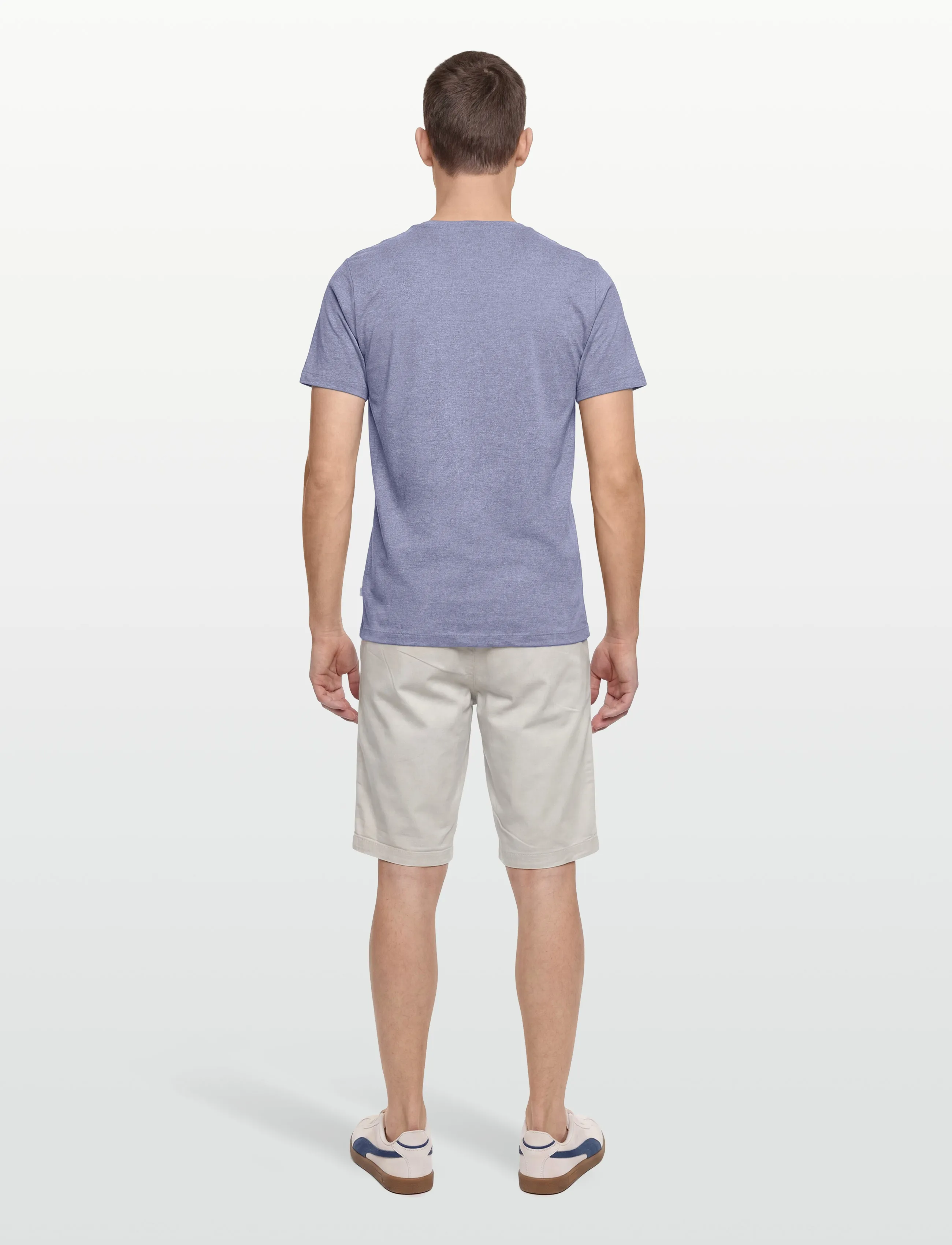 Lindbergh - Mouliné o-neck tee S/S - lowest prices - steel blue mix - 4