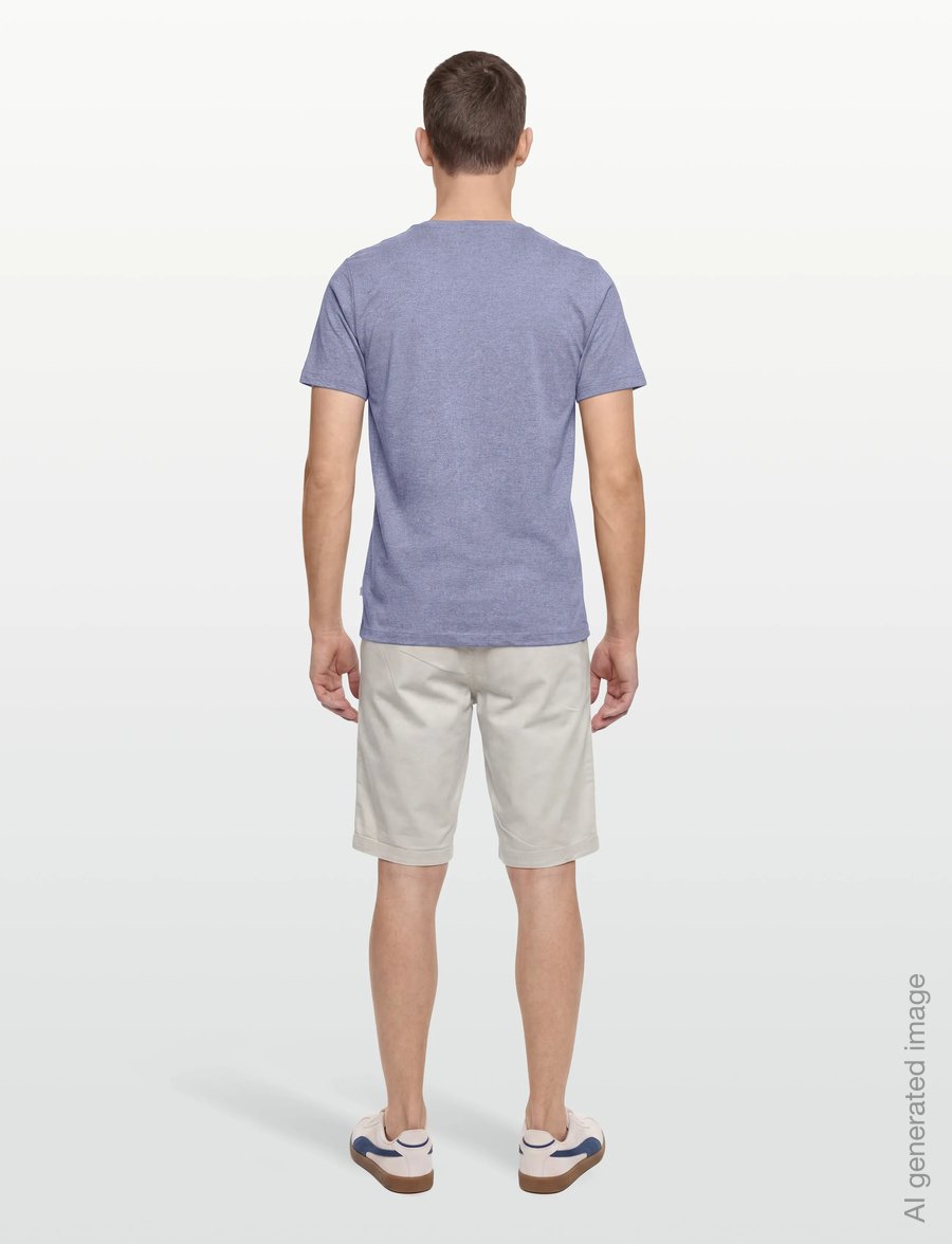Lindbergh - Mouliné o-neck tee S/S - kortärmade t-shirts - steel blue mix - 4