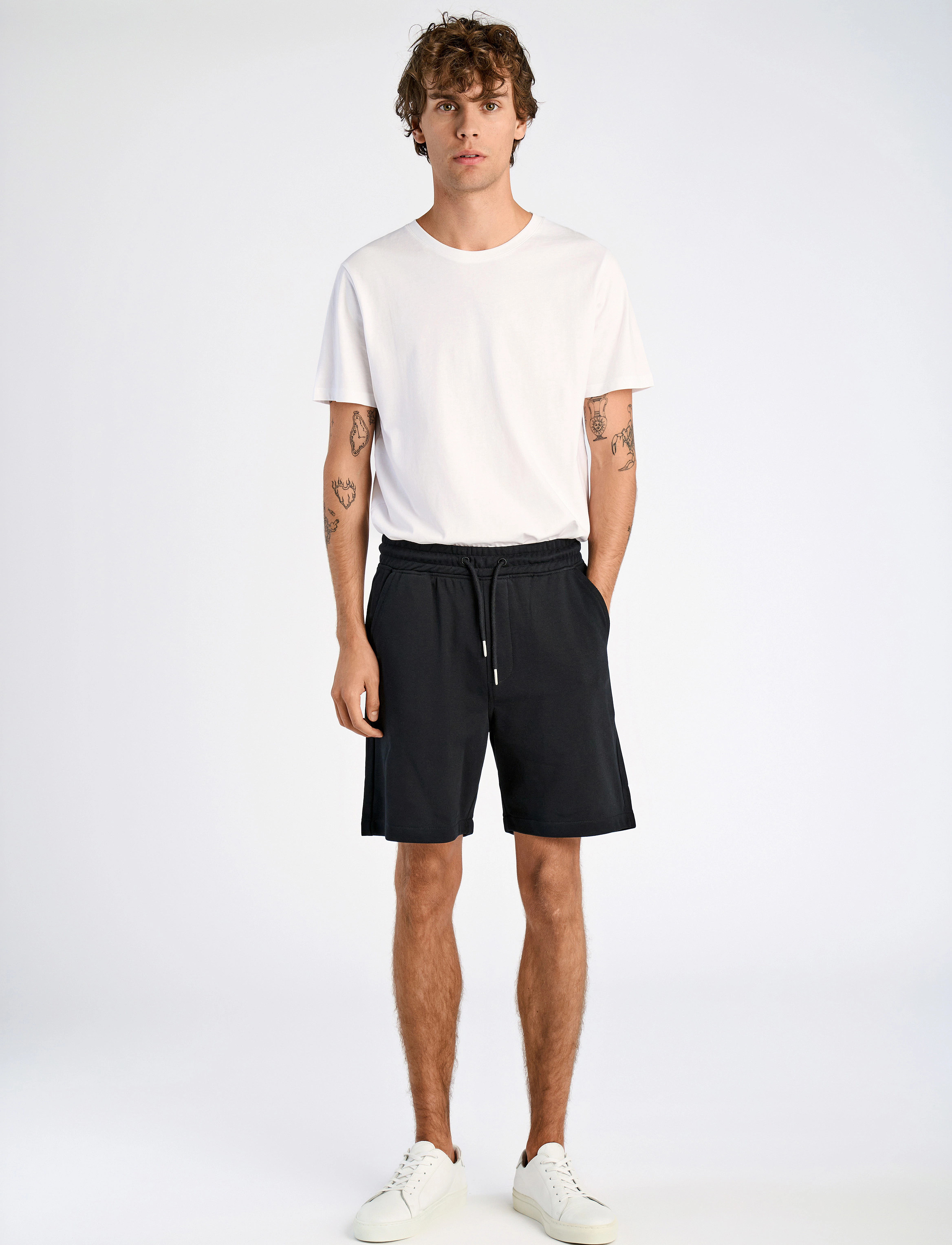 Lindbergh Jersey Drawstring Shorts, Mænd, Jersey Snøreshorts, Sort, Str: S