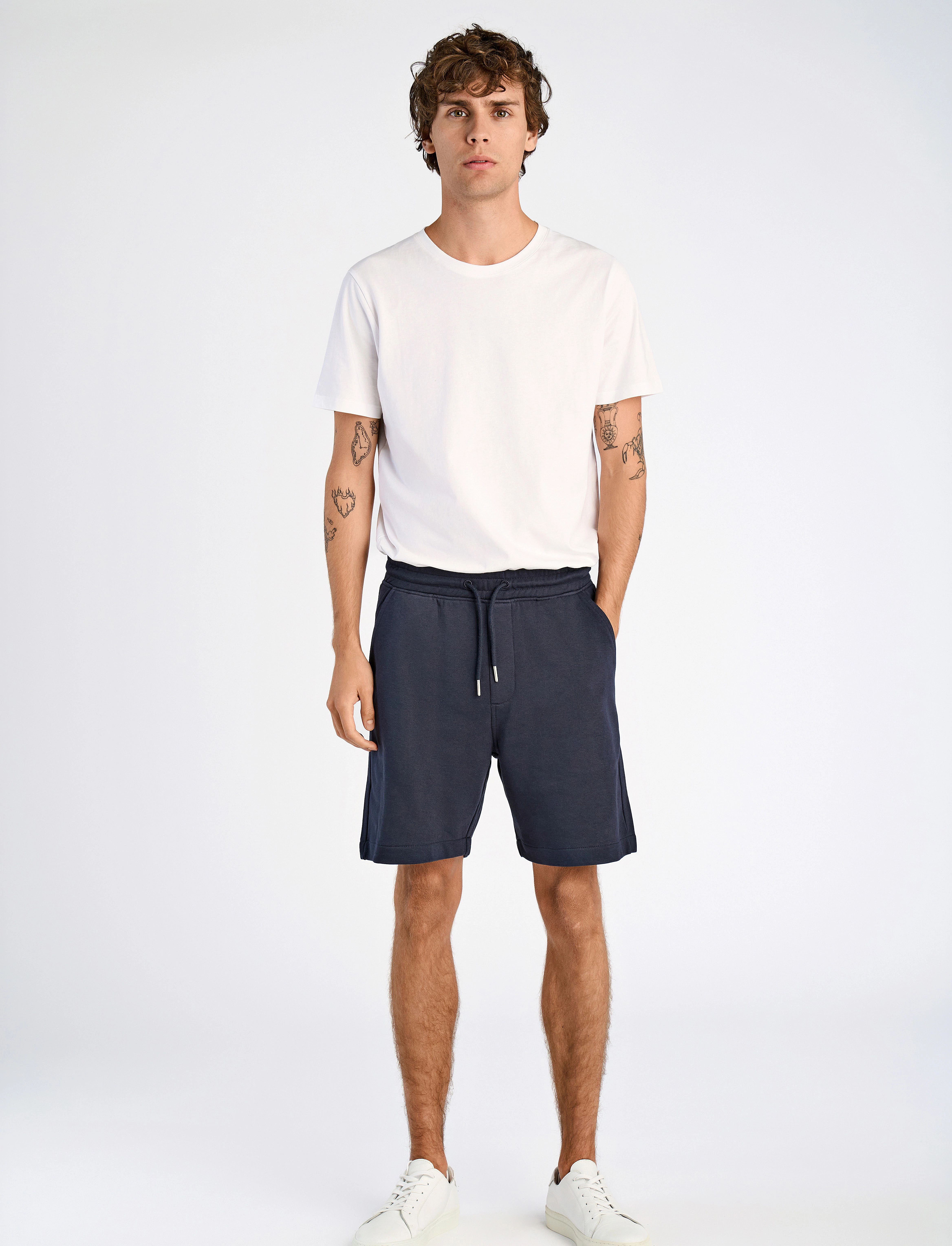 Lindbergh Jersey Drawstring Shorts, Mænd, Jersey Snøreshorts, Navy, Str: S