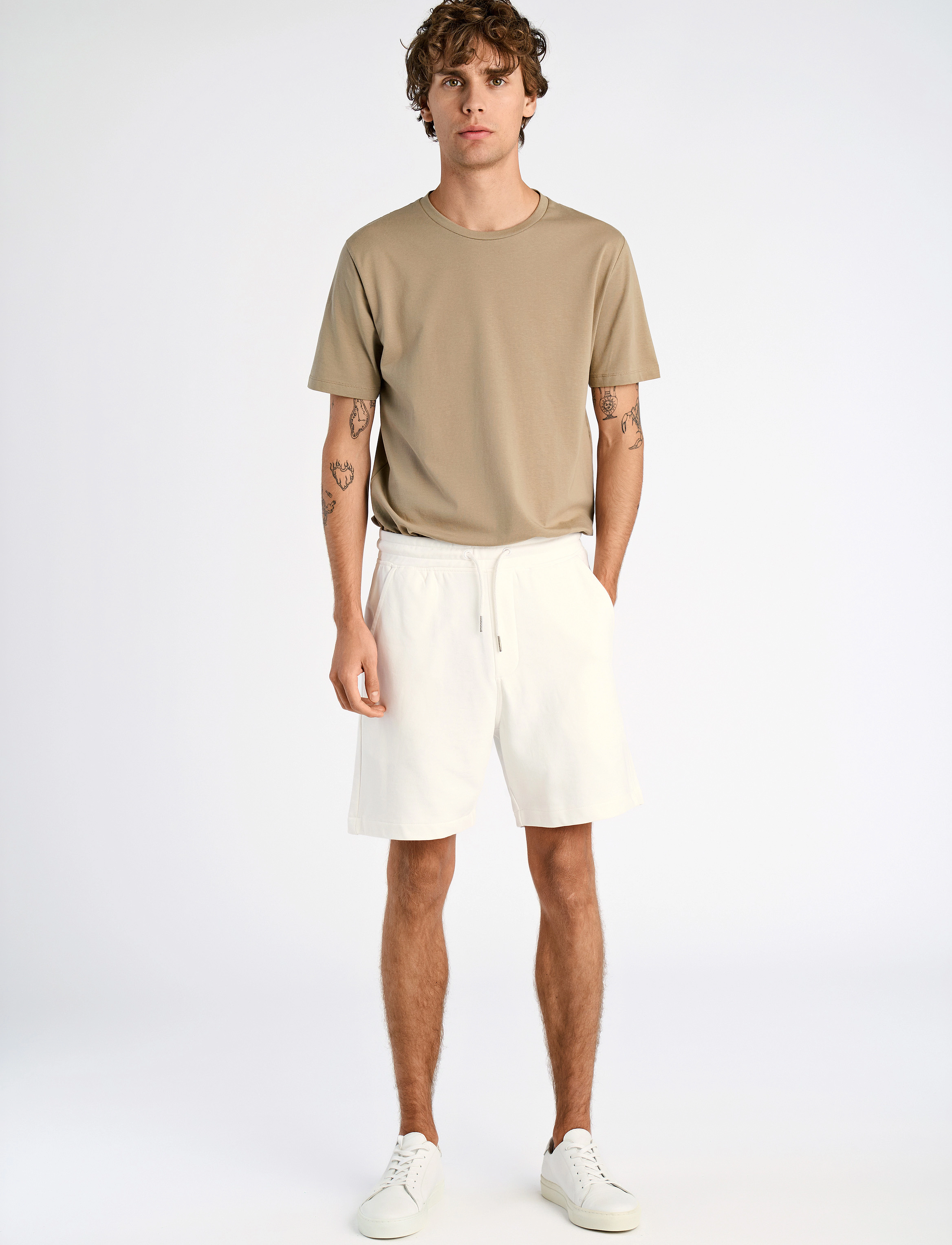 Lindbergh Jersey Drawstring Shorts, Mænd, Jersey Snøreshorts, Cream, Str: XXL