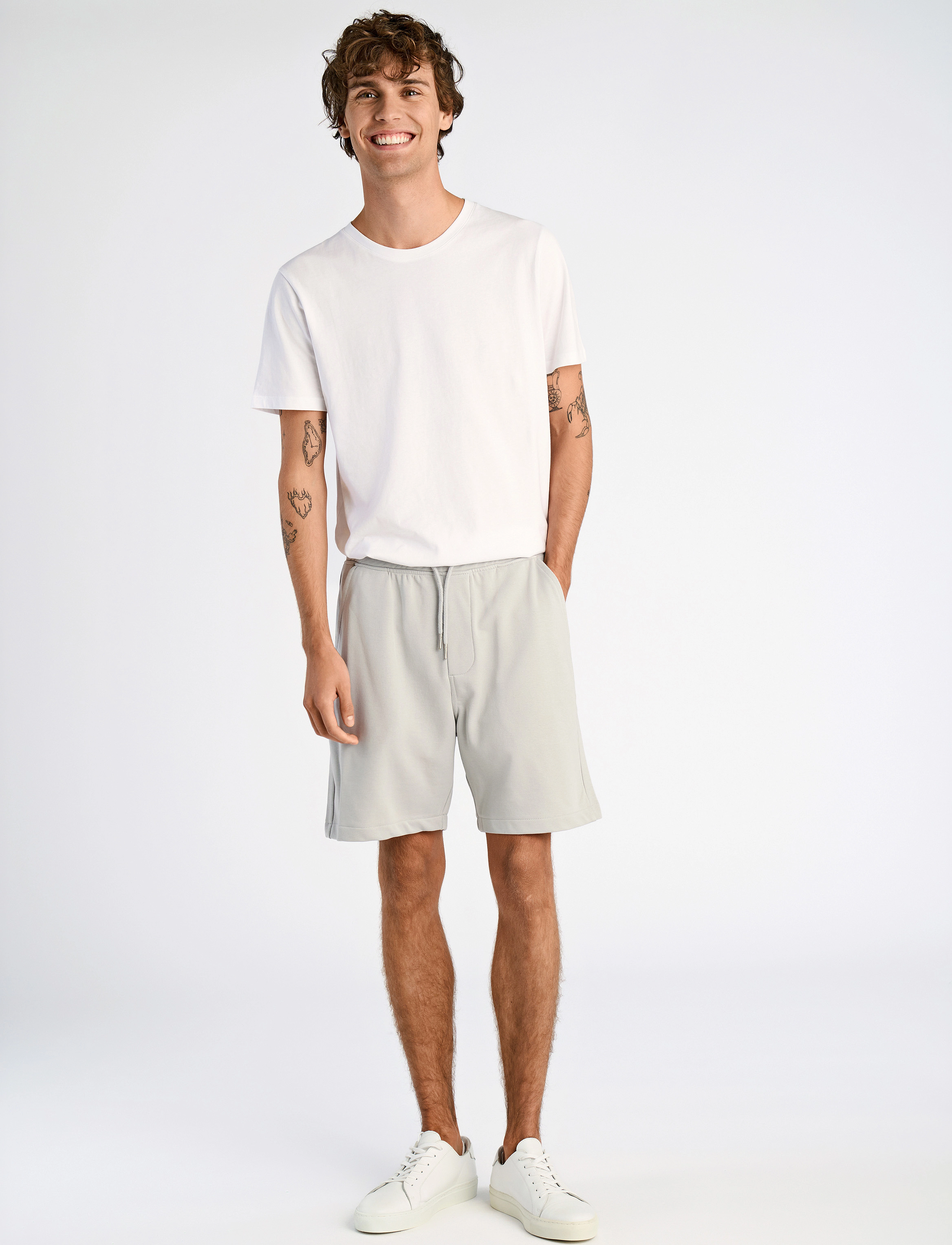 Lindbergh Jersey Drawstring Shorts, Mænd, Jersey Snøreshorts, Grå, Str: S