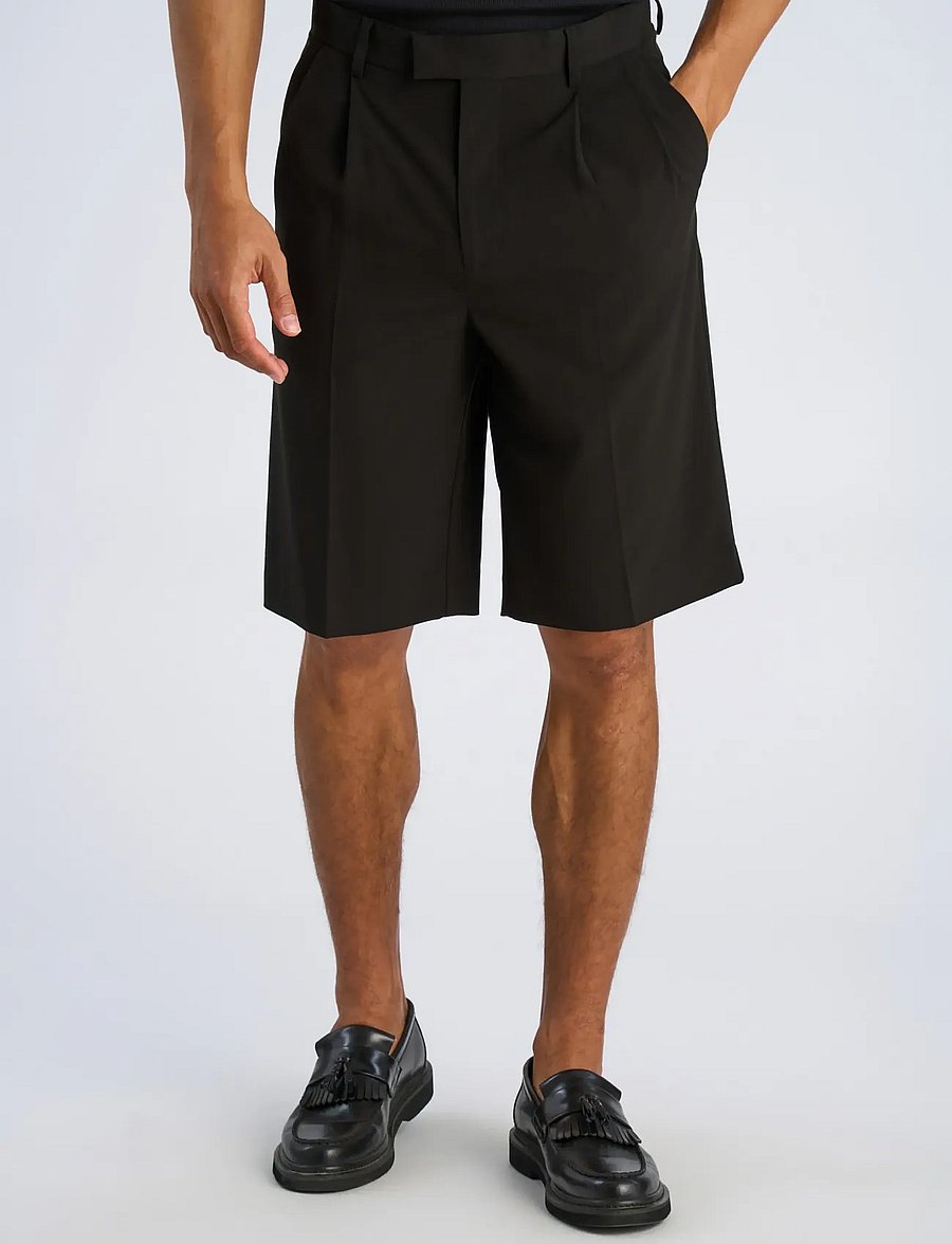 Lindbergh - Superflex pleasted formal shorts - chinos shorts - black - 3