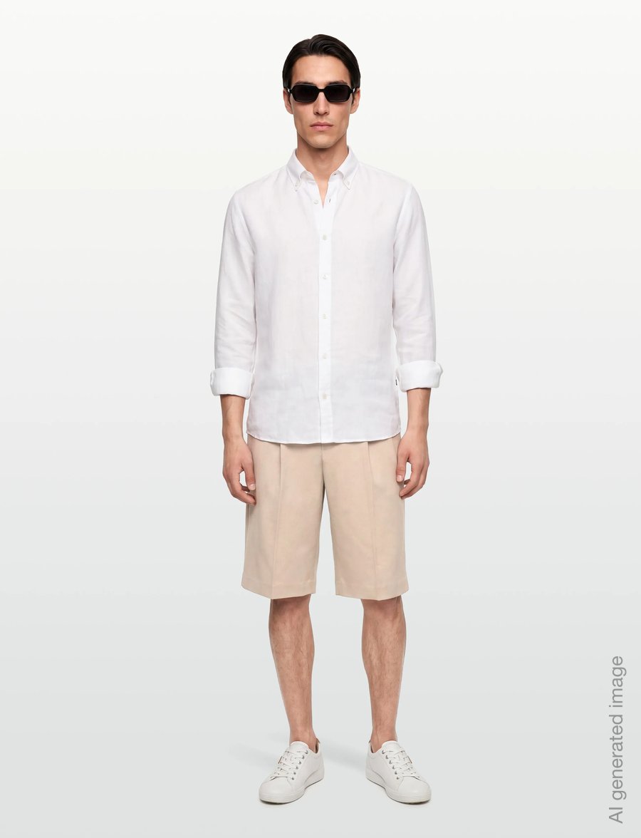 Lindbergh - Superflex pleasted formal shorts - chinos shorts - pale sand - 0