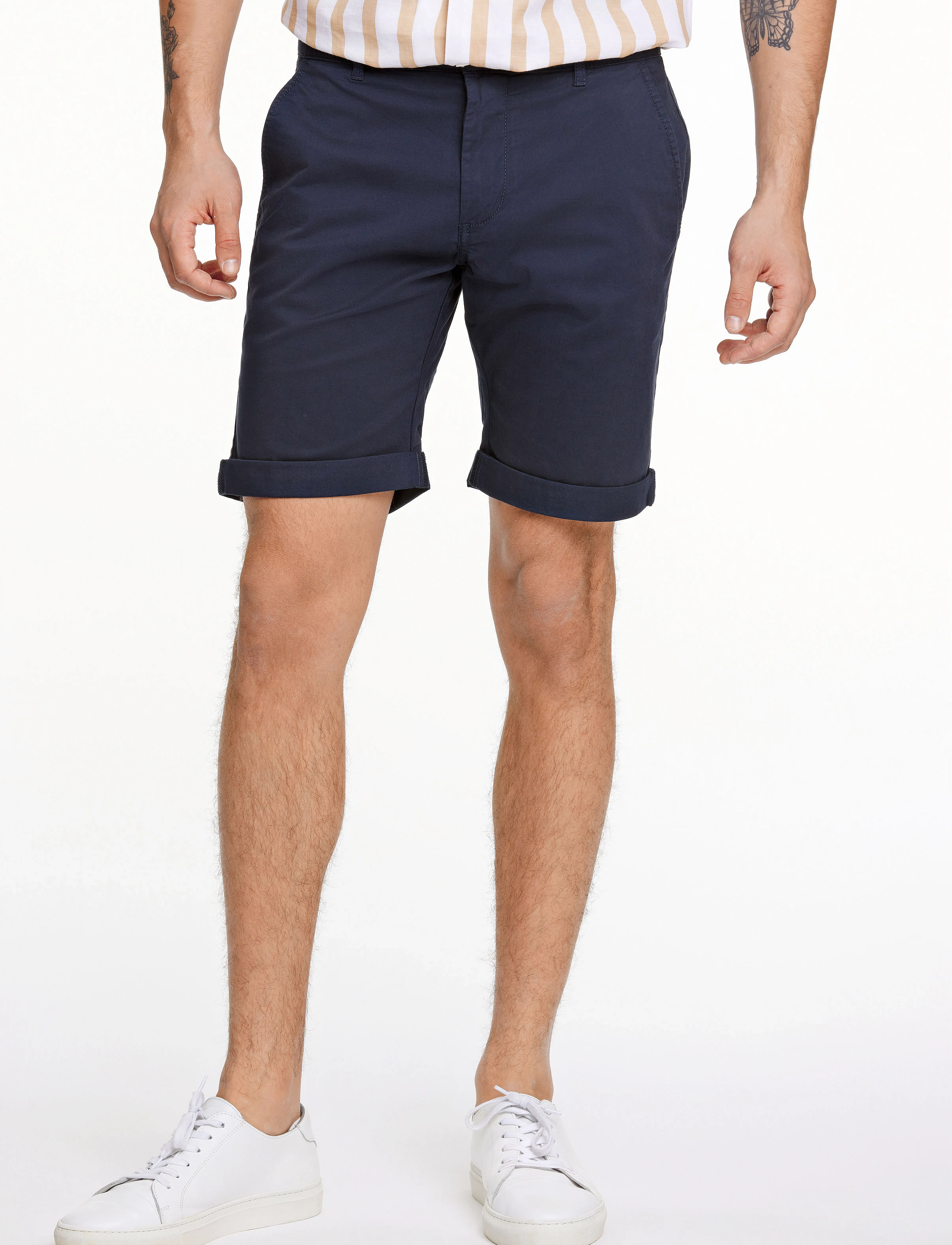 Lindbergh Superflex Chino Shorts, XL, Marineblau - Chinos Männerswear