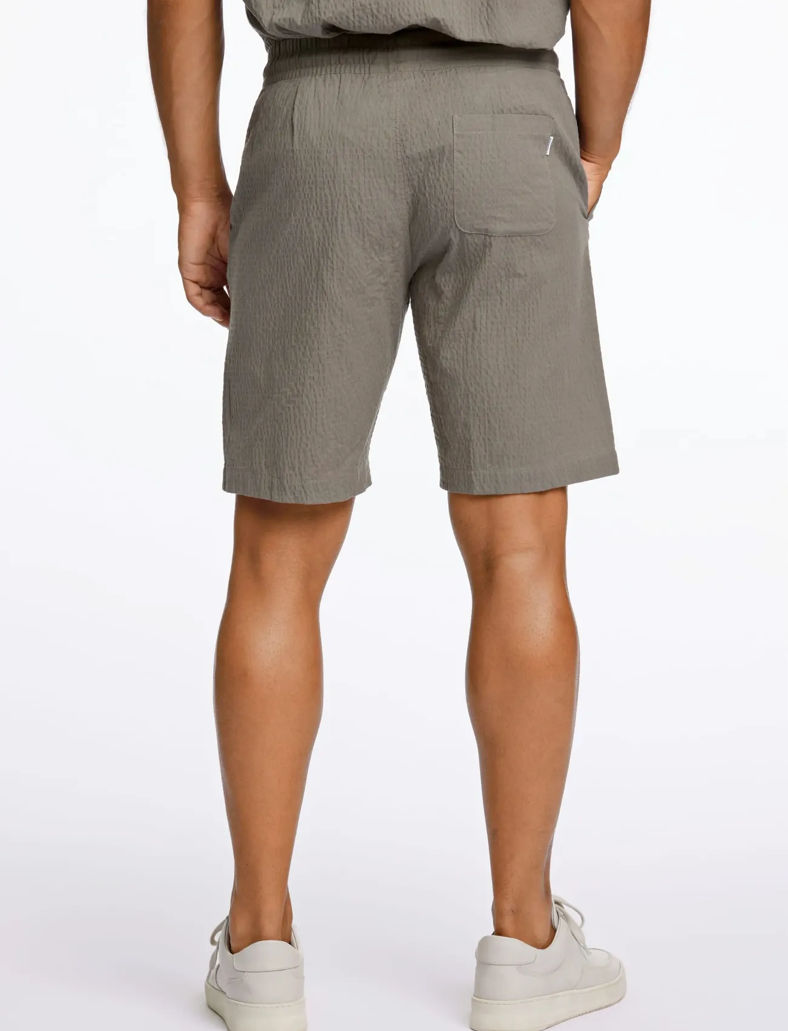 Lindbergh - Seersucker shorts elasticated - casual shorts - lt army - 4