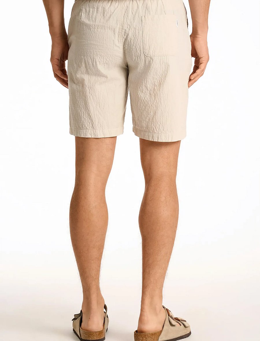 Lindbergh - Seersucker shorts elasticated - casual shorts - lt stone - 4