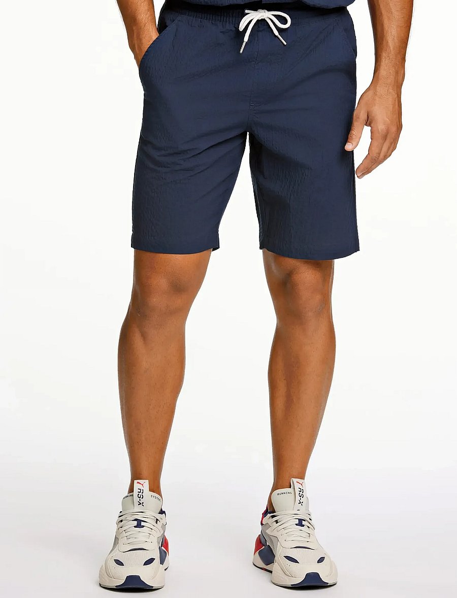 Lindbergh - Seersucker shorts elasticated - ikdienas šorti - navy - 3