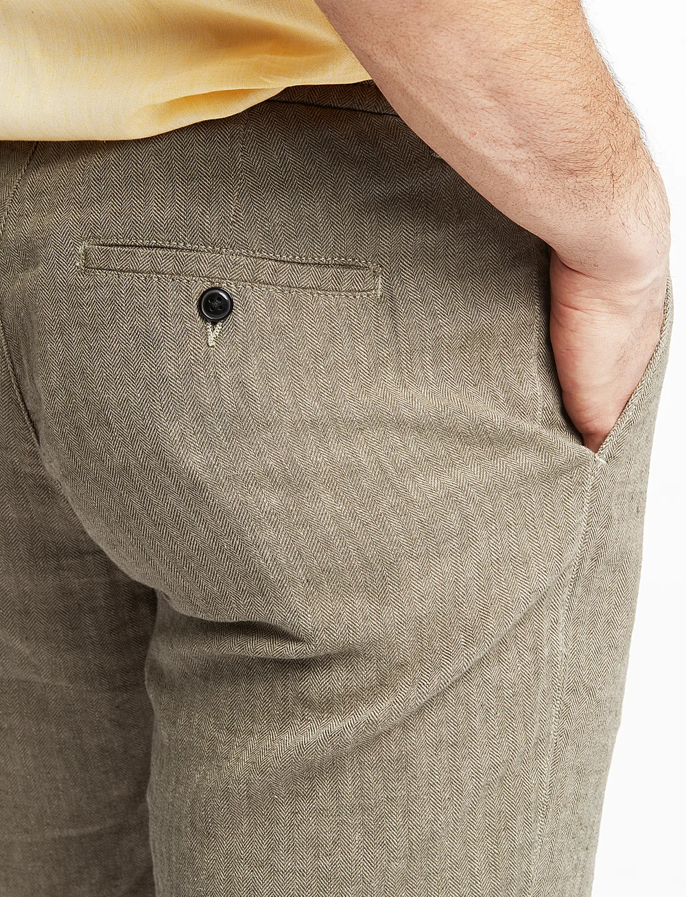 Lindbergh - Linen blend herringbone short - linen shorts - army - 3