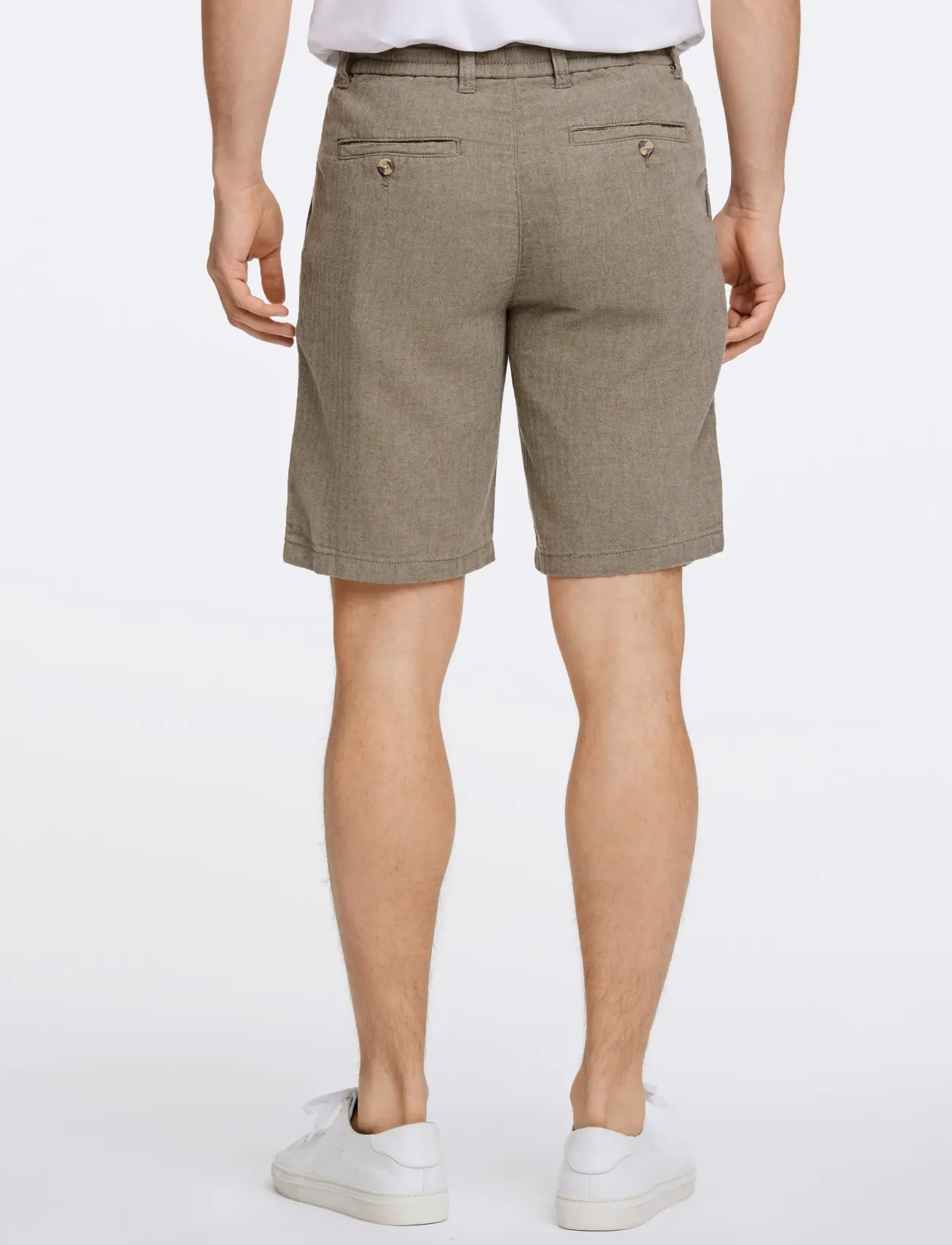 Lindbergh - Linen blend herringbone short - leinen-shorts - army - 4