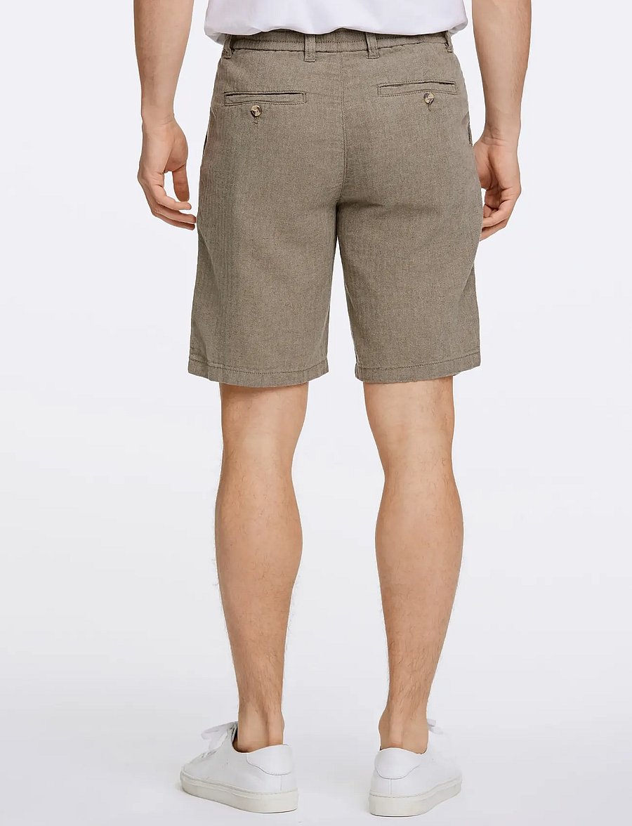 Lindbergh - Linen blend herringbone short - linen shorts - army - 4