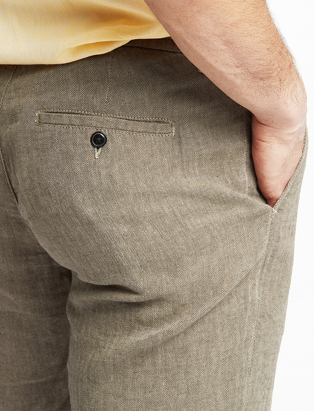 Lindbergh - Linen blend herringbone short - hørshorts - army - 3